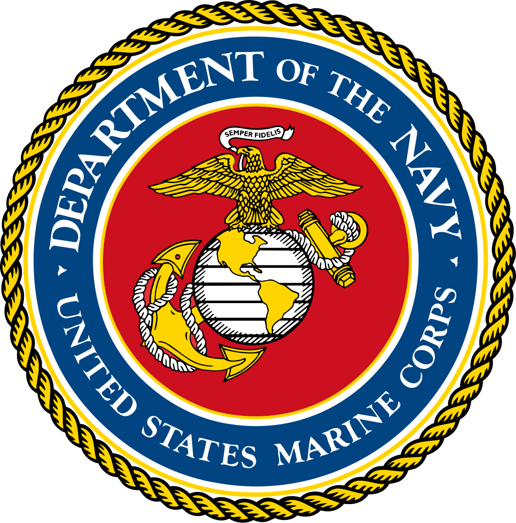 Seal of the United States Marine Corps featuring an eagle, globe, and anchor with a banner displaying "Semper Fidelis".
