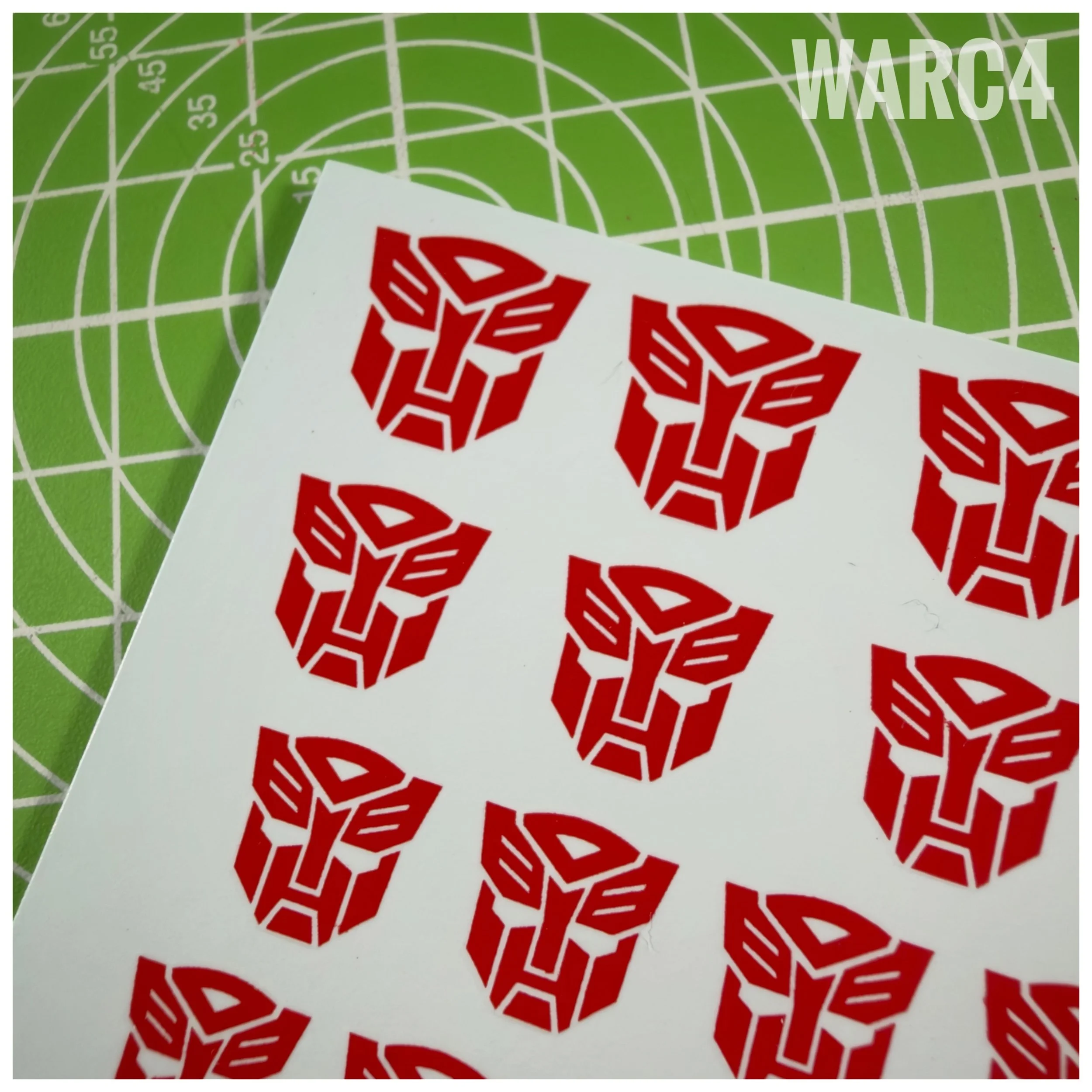 137 x Bot Water Slide decals, Red with Clear background - toon style.