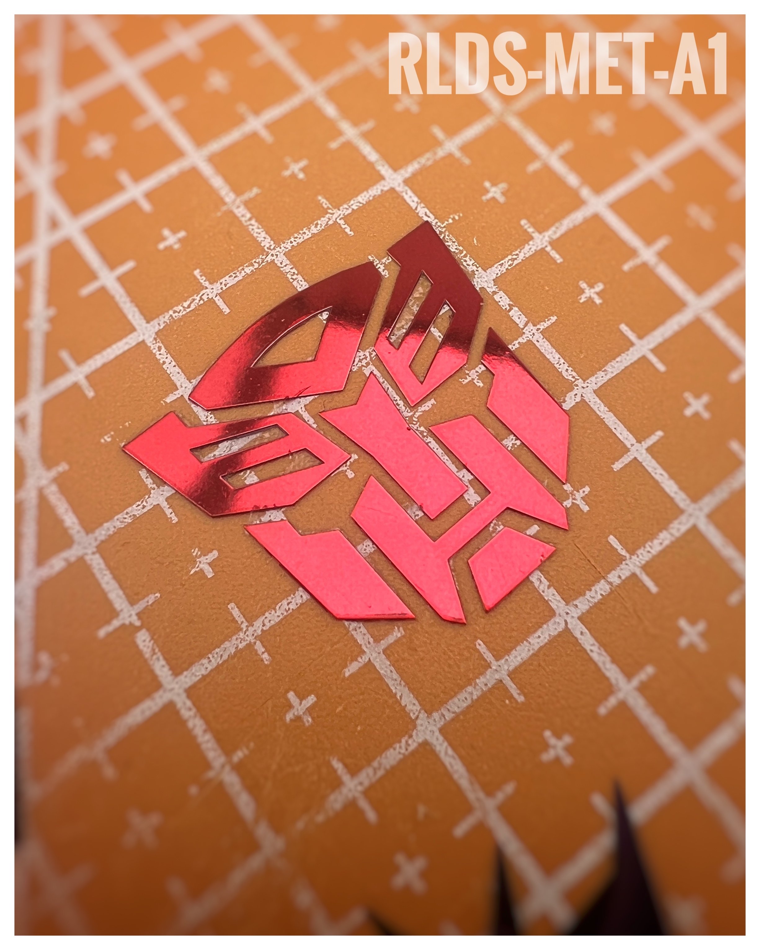 4 x large Metallic Bot dry rub transfers, Toon Style, Metallic Red with Clear background