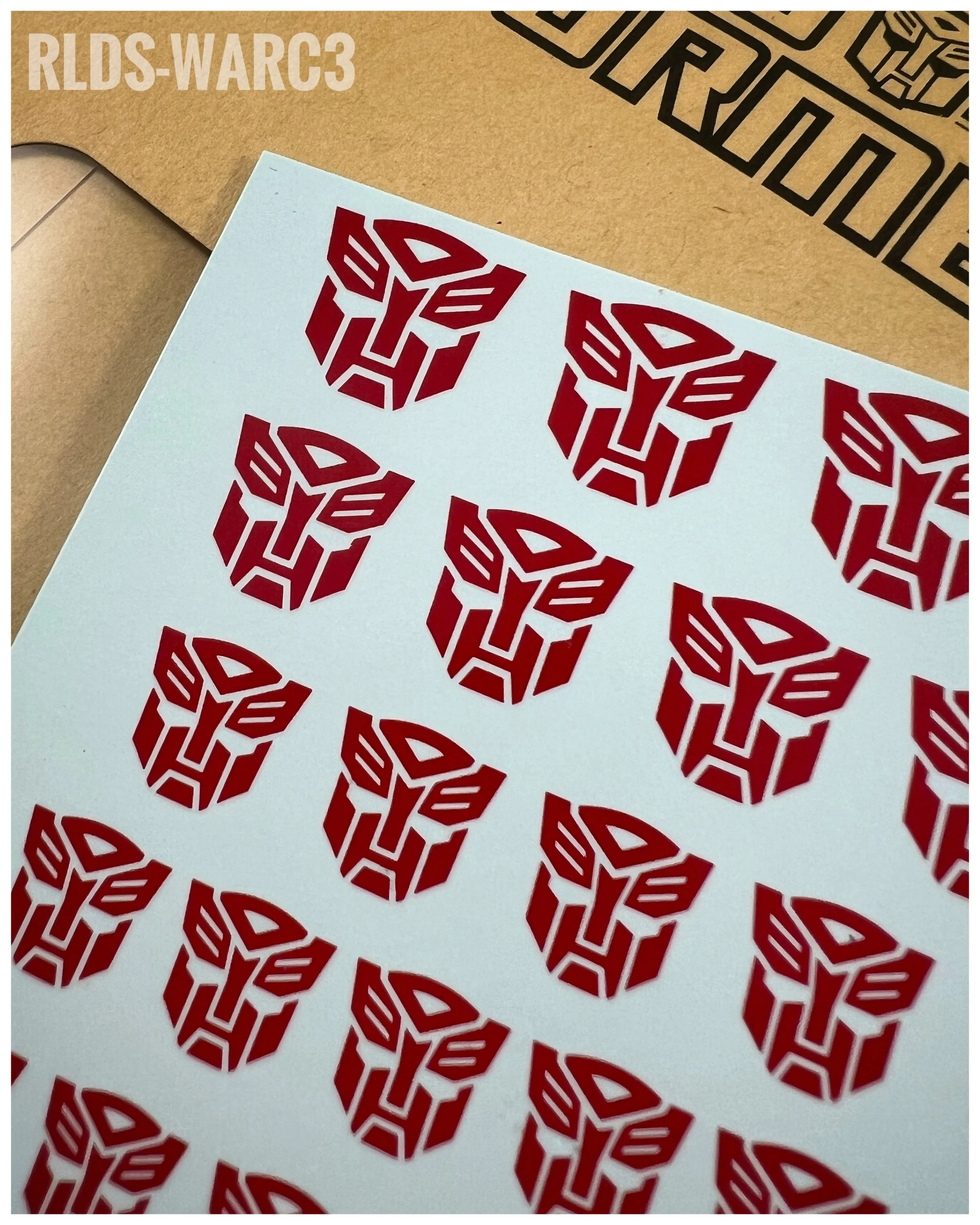137 x Bot Water Slide decals, Red with Clear background - toon style.