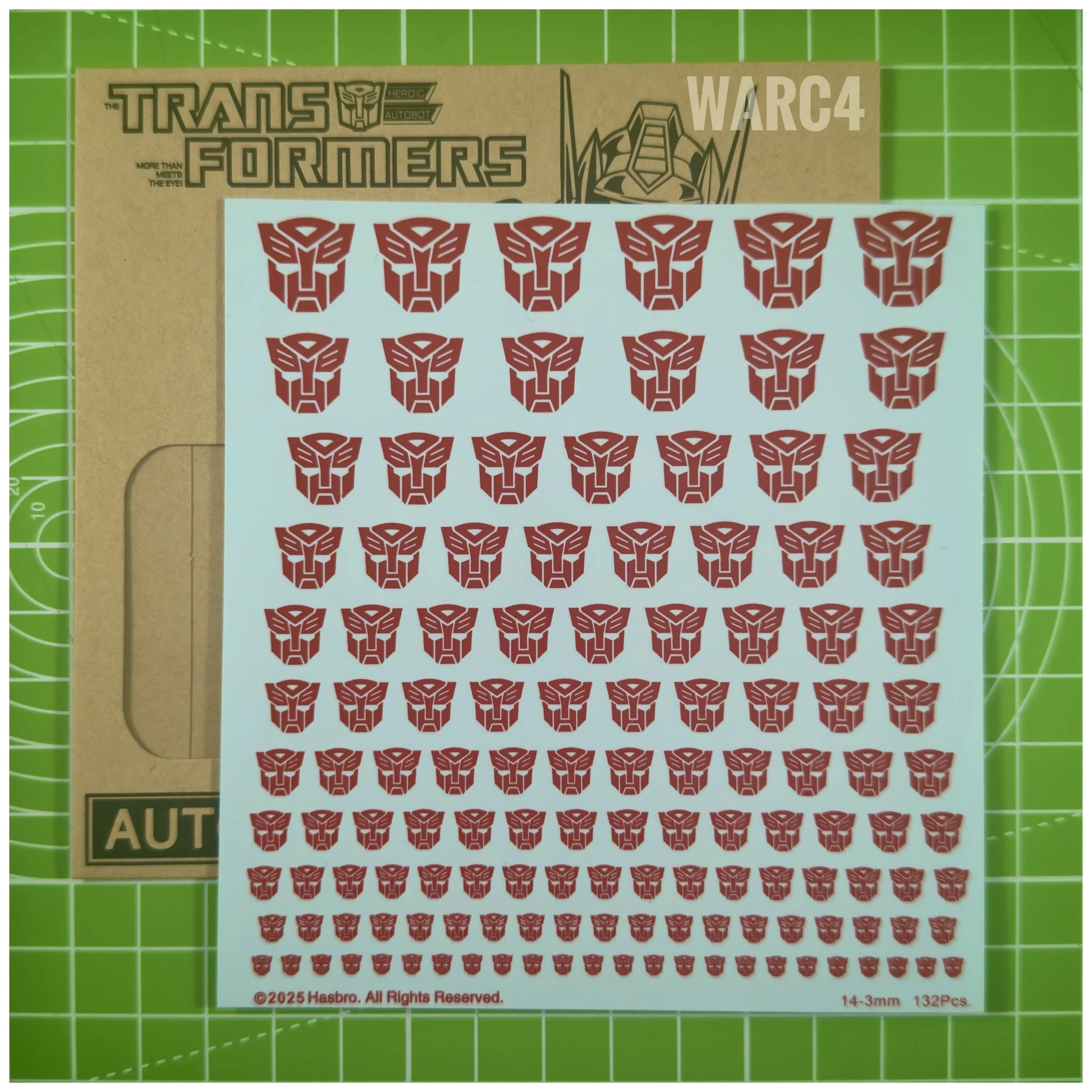 137 x Bot Water Slide decals, Red with Clear background - toon style.