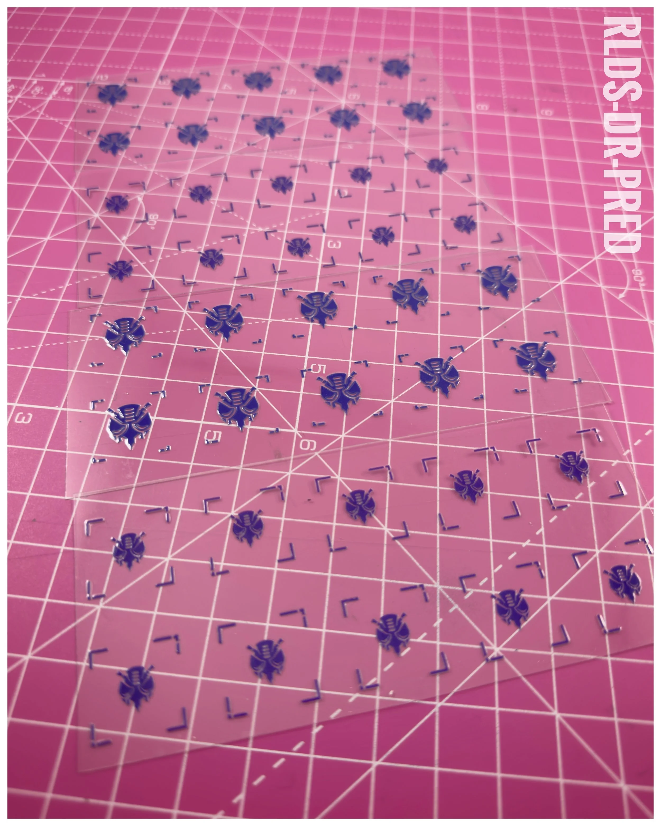 40 x Beast Wars Predacon UV DTF dry rub transfers, Purple with Clear background.