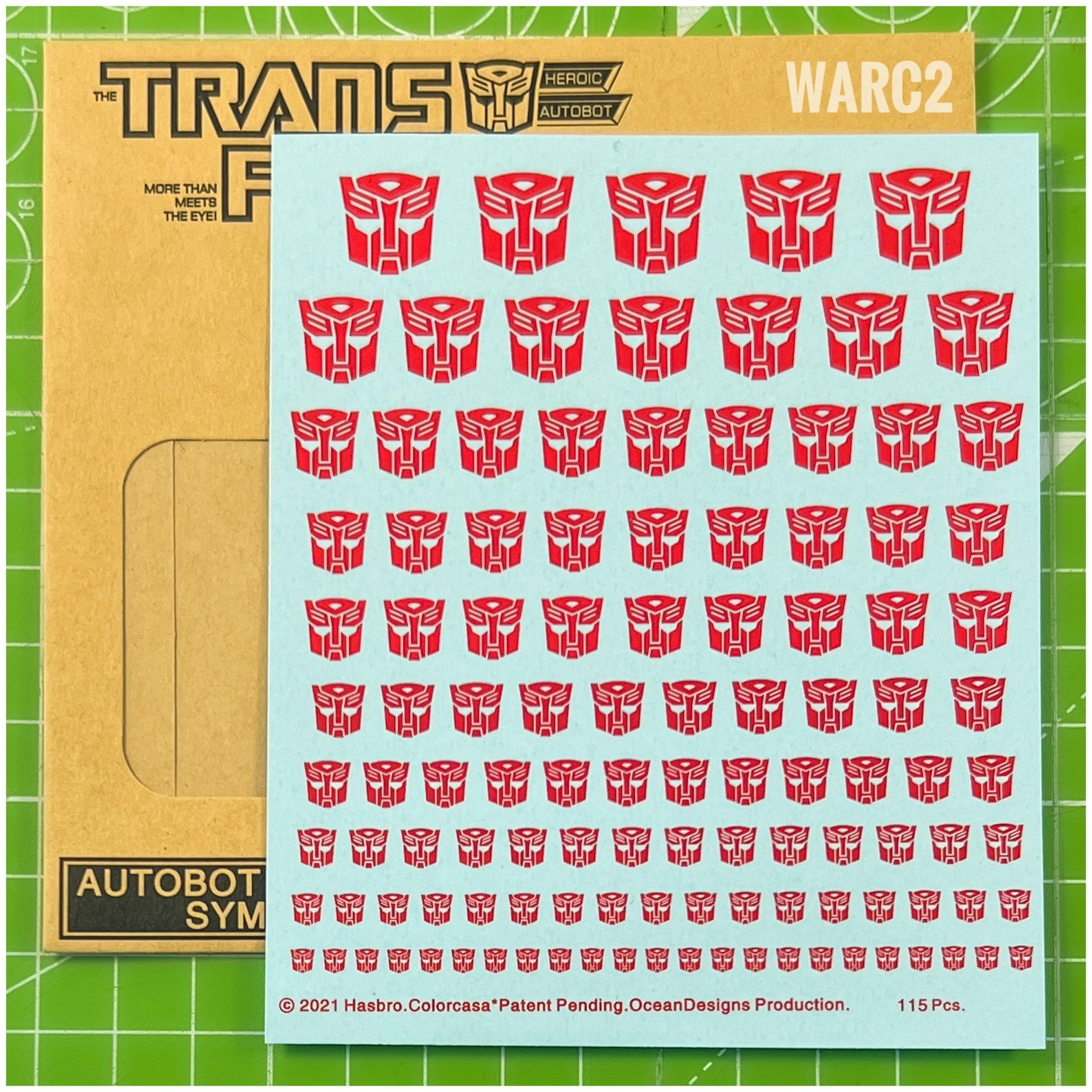 115 x Ocean Designs TOY style Autobot Water Slide decals, Red with Clear background
