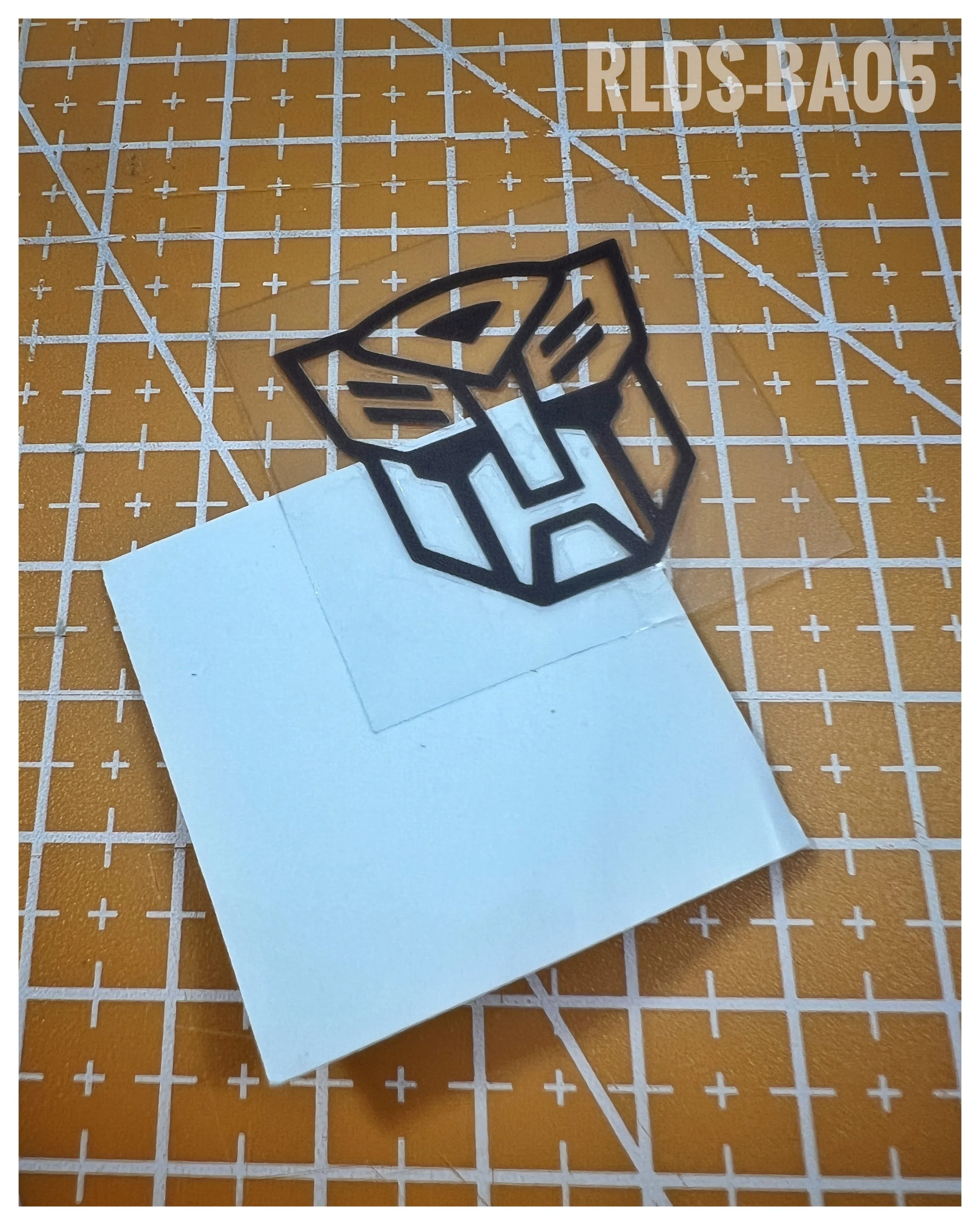 4 x large 3D/raised toon style Bot dry rub transfers, Grey Outline with Clear background.