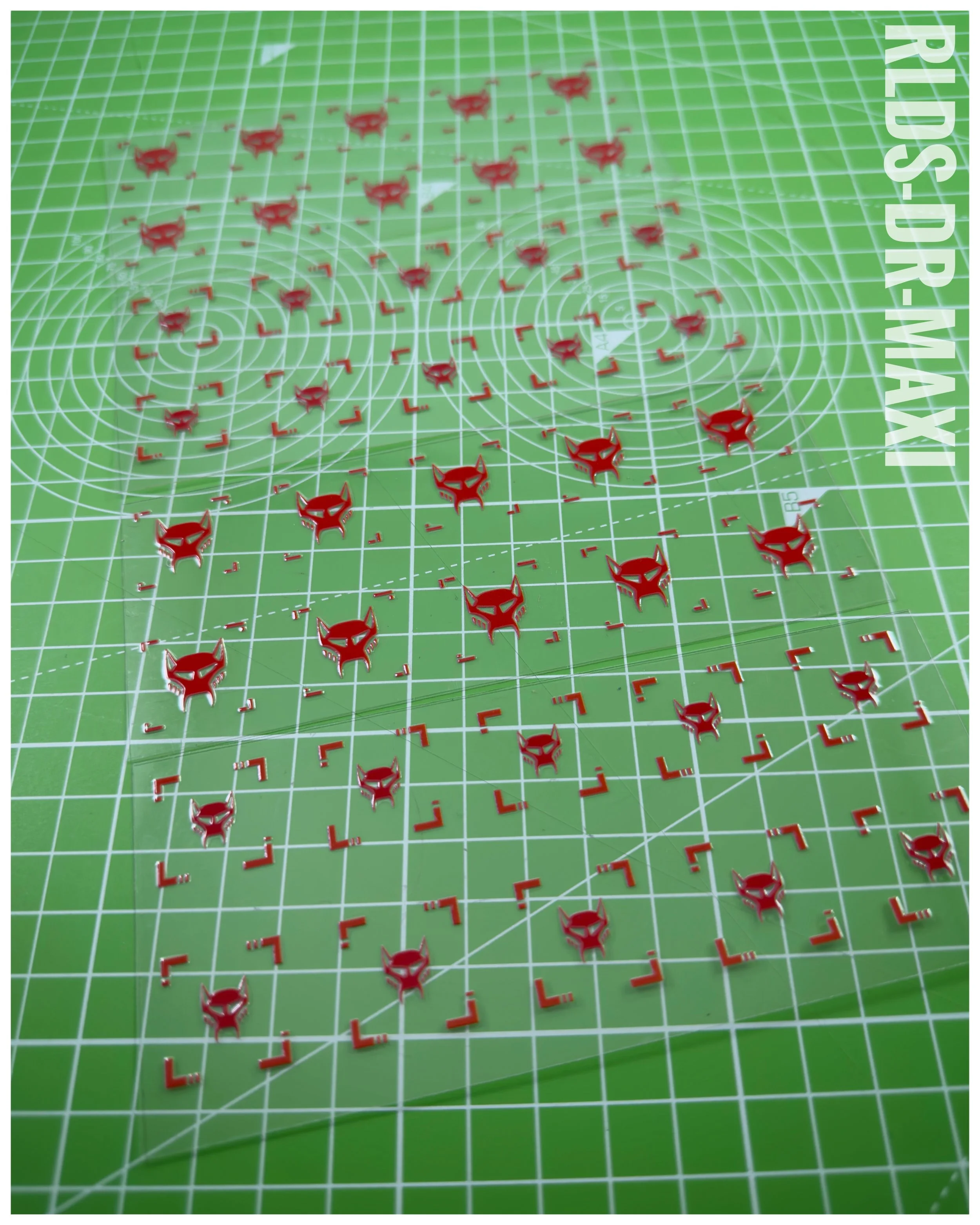 40 x Beast Wars Maximal UV DTF dry rub transfers, Red with Clear background.