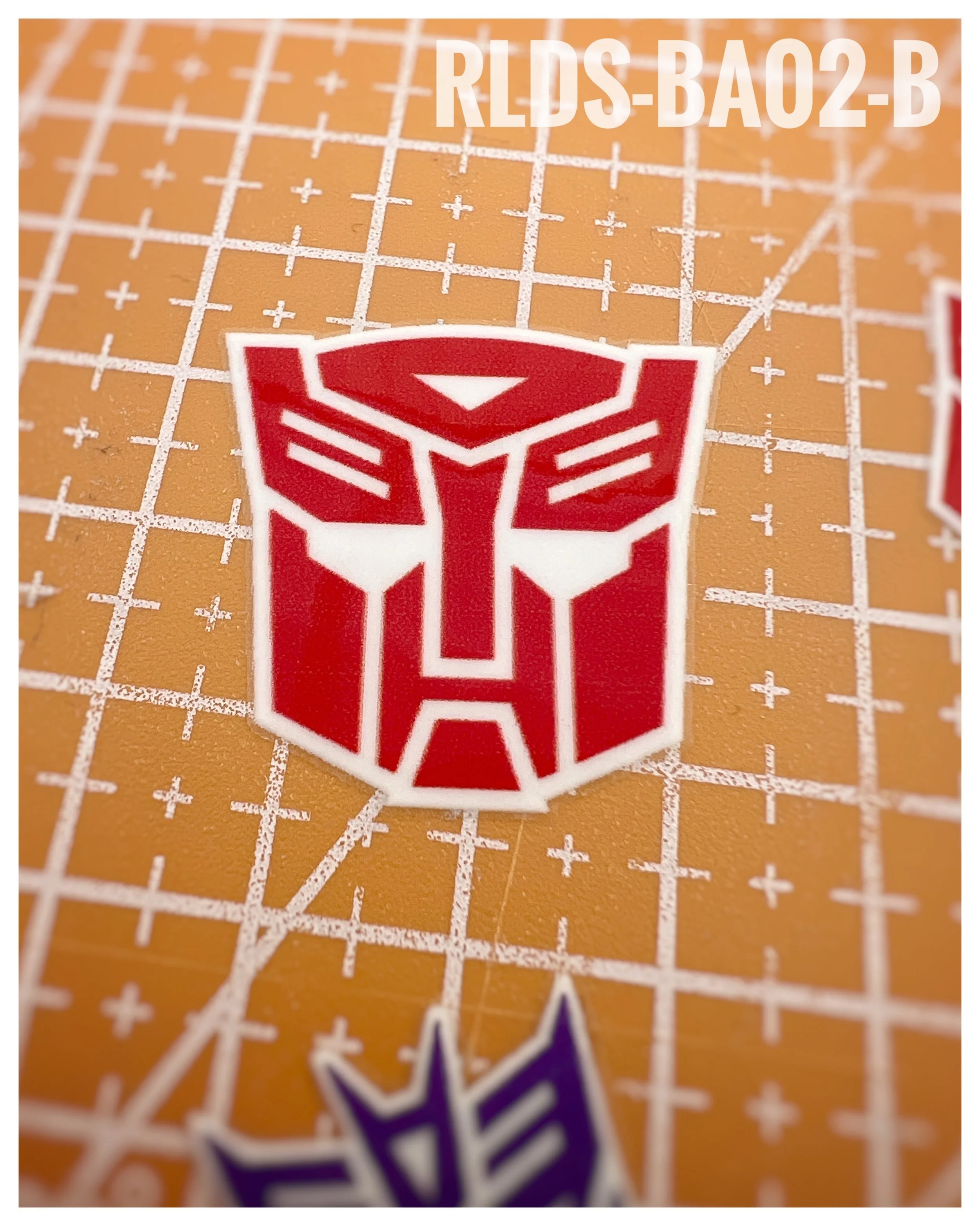 4 x large Bot dry rub transfers, Toy style, Red with White background