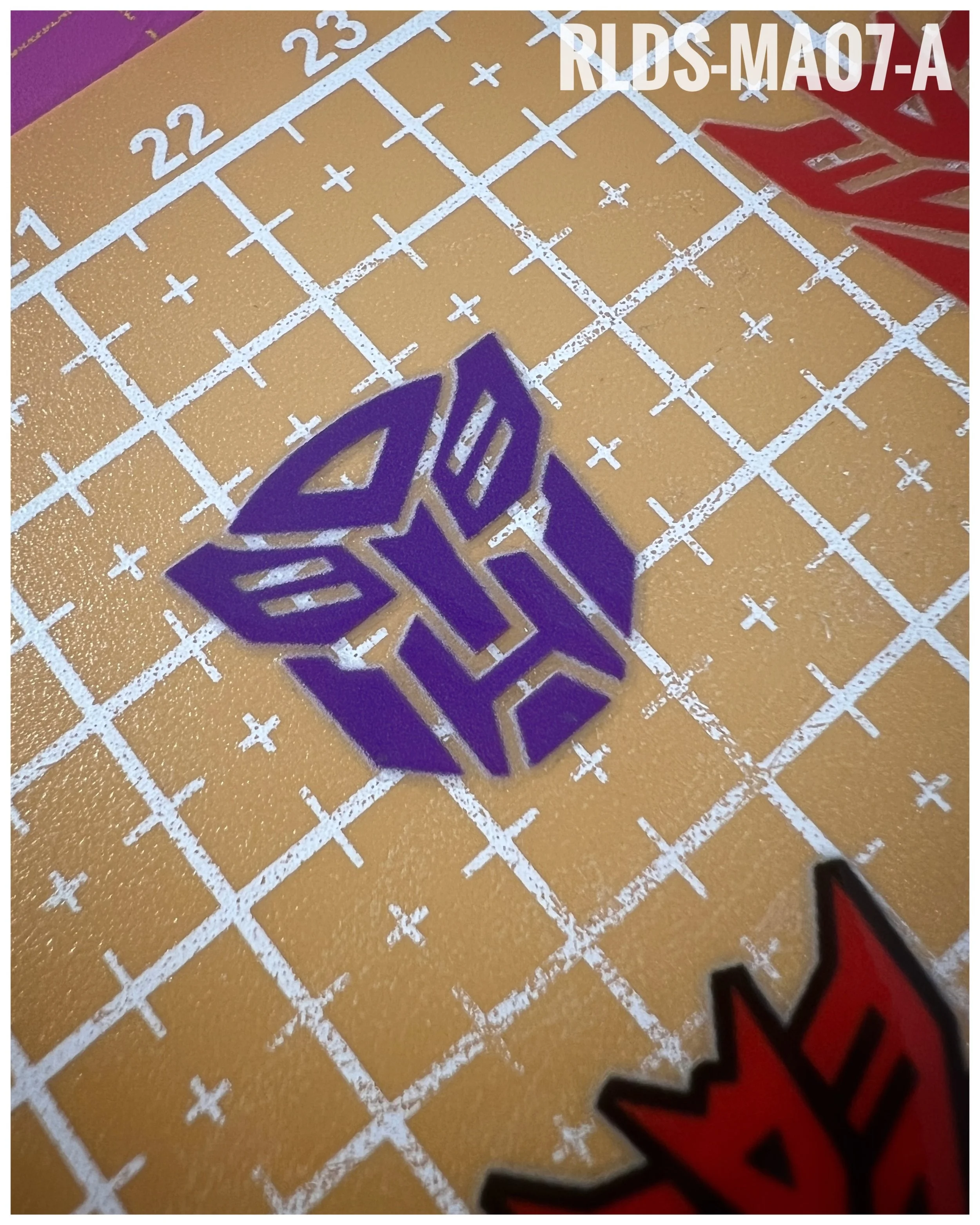 6 x medium Shattered Glass Bot dry rub transfers, Purple with Clear background.