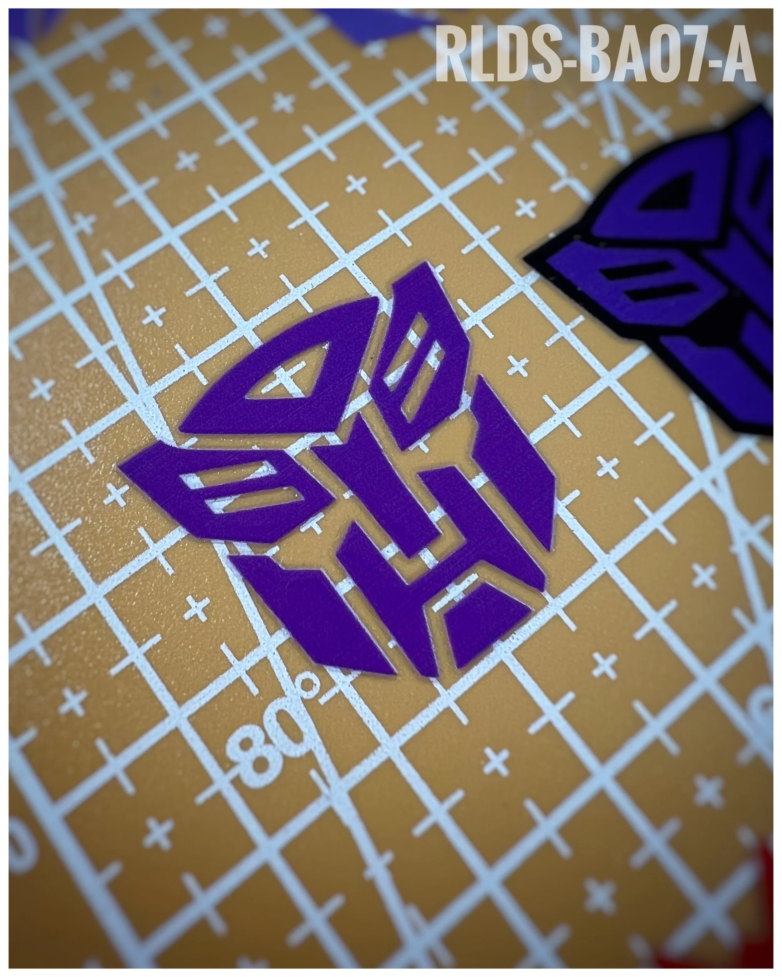 4 x large Shattered Glass Bot dry rub transfers, Purple with Clear background.