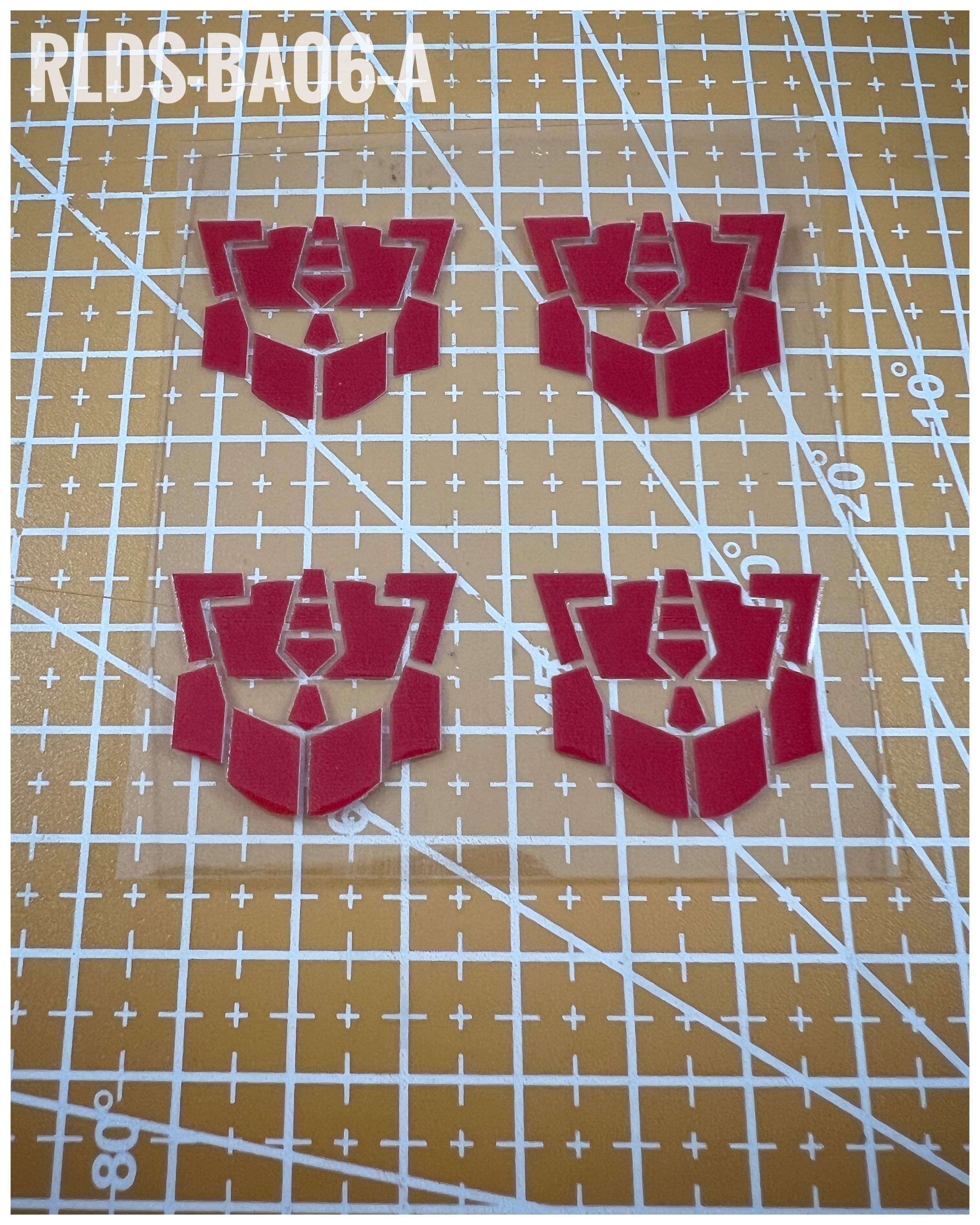 4 x large G2 Bot dry rub transfers, Red with Clear background.