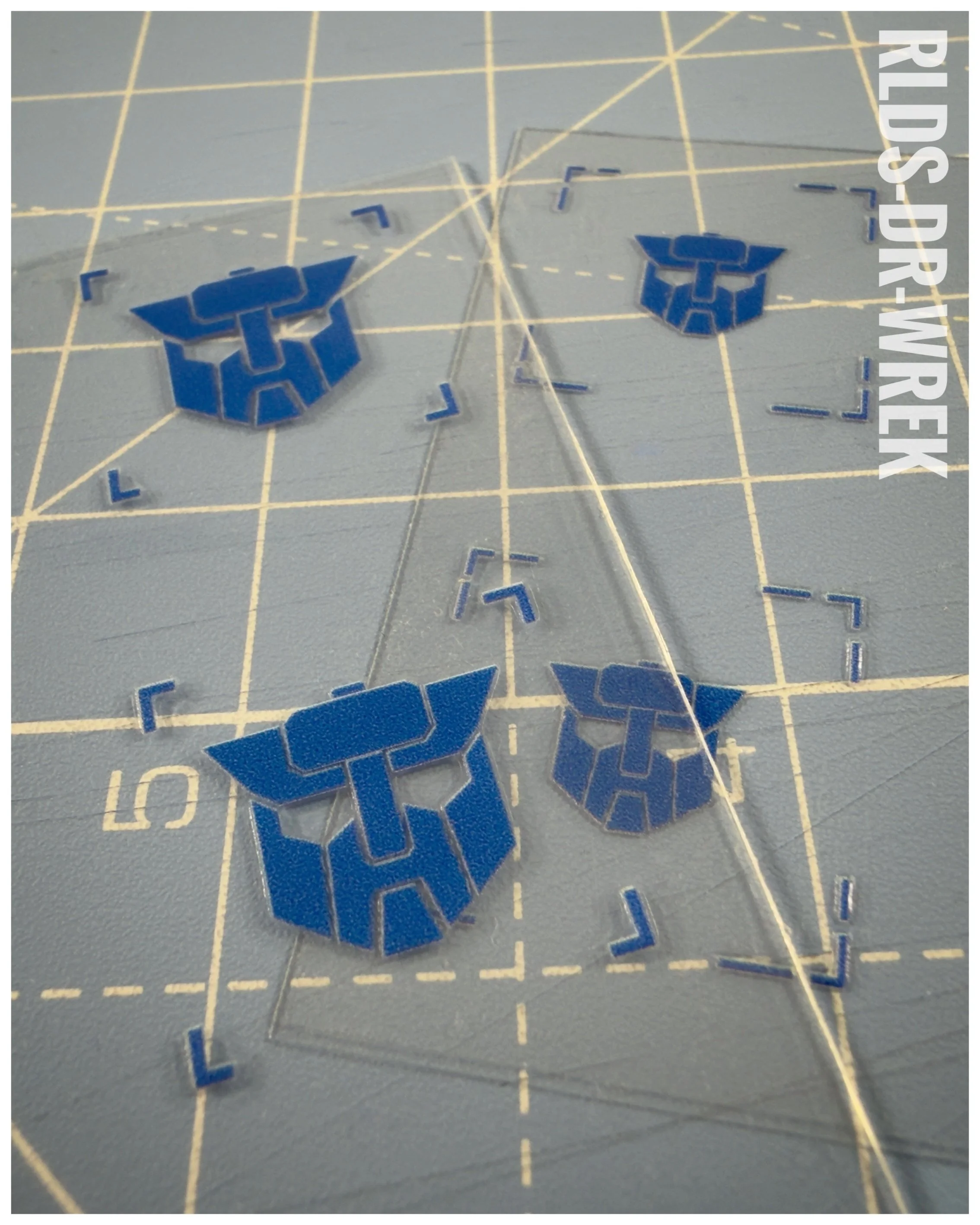 40 x Wreckers UV DTF dry rub transfers, Blue with Clear background.