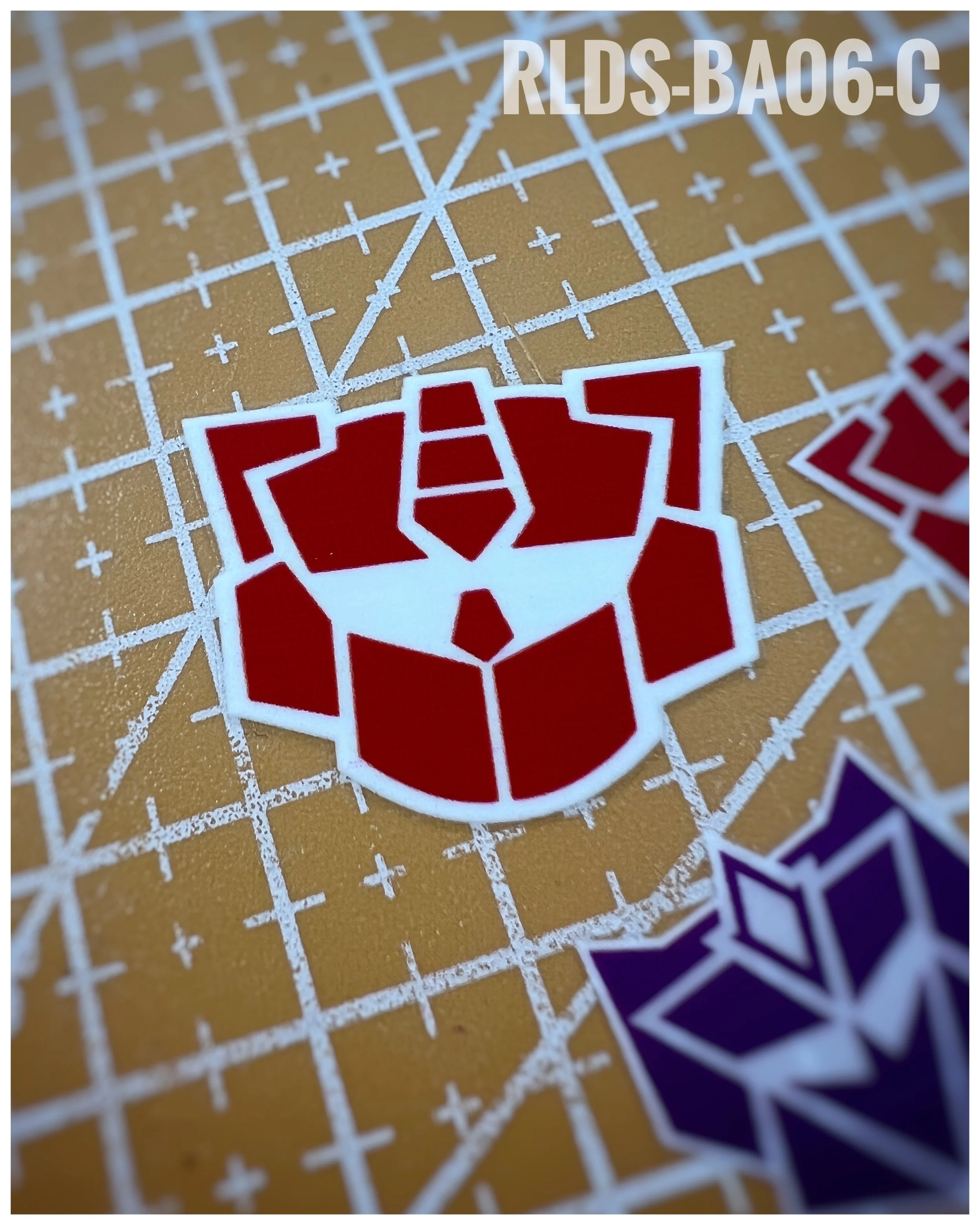 4 x large G2 Bot dry rub transfers, Red with White background.