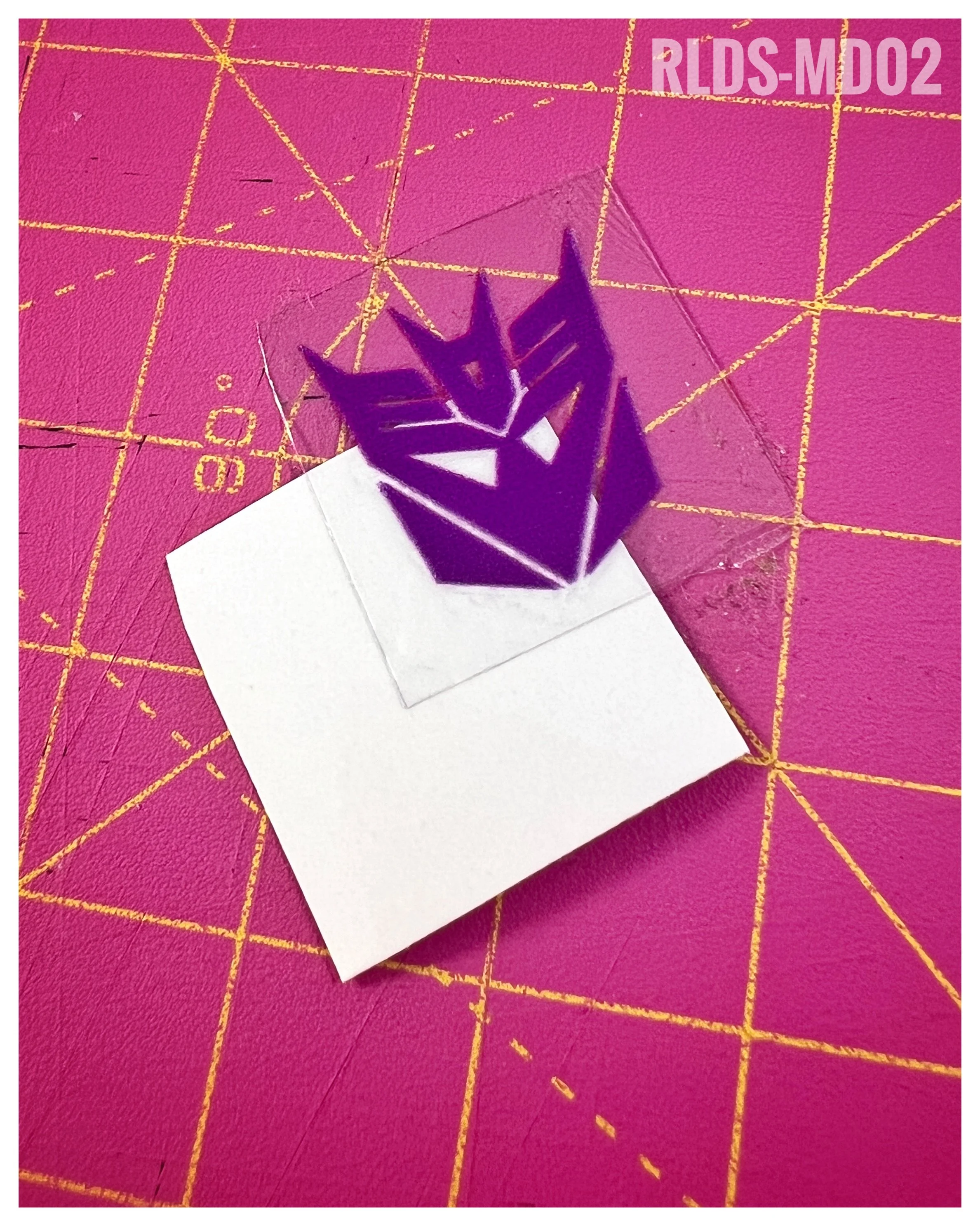 6 x medium 3D/raised toy style Con dry rub transfers, Purple with Clear background.