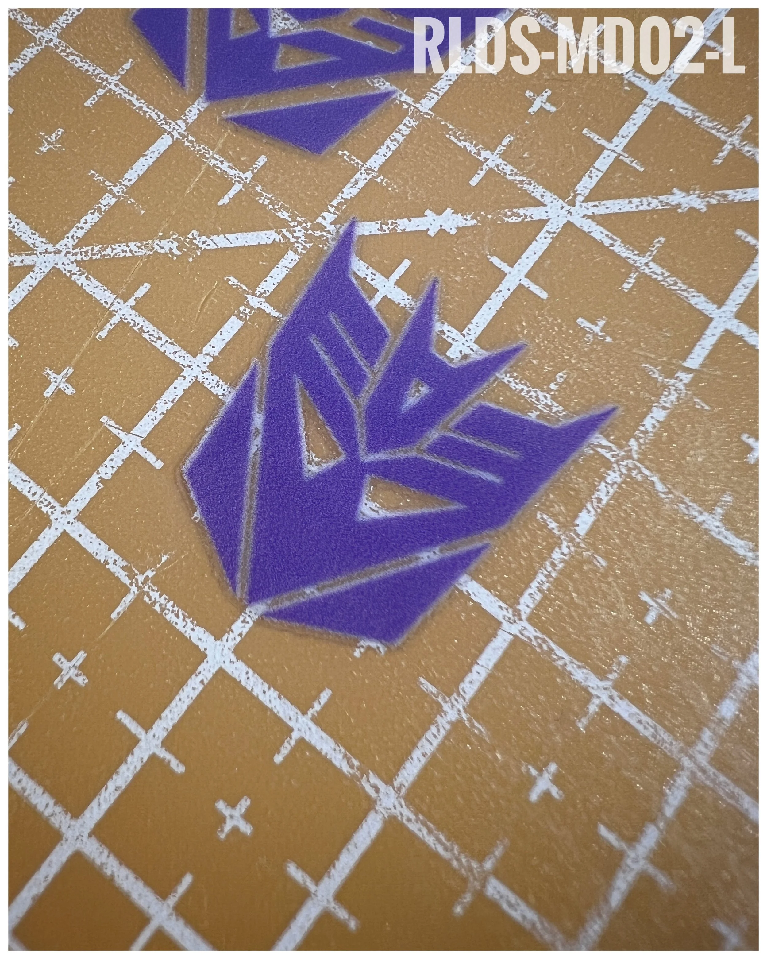 6 x medium toy style Con dry rub transfers, Light Purple with Clear background.