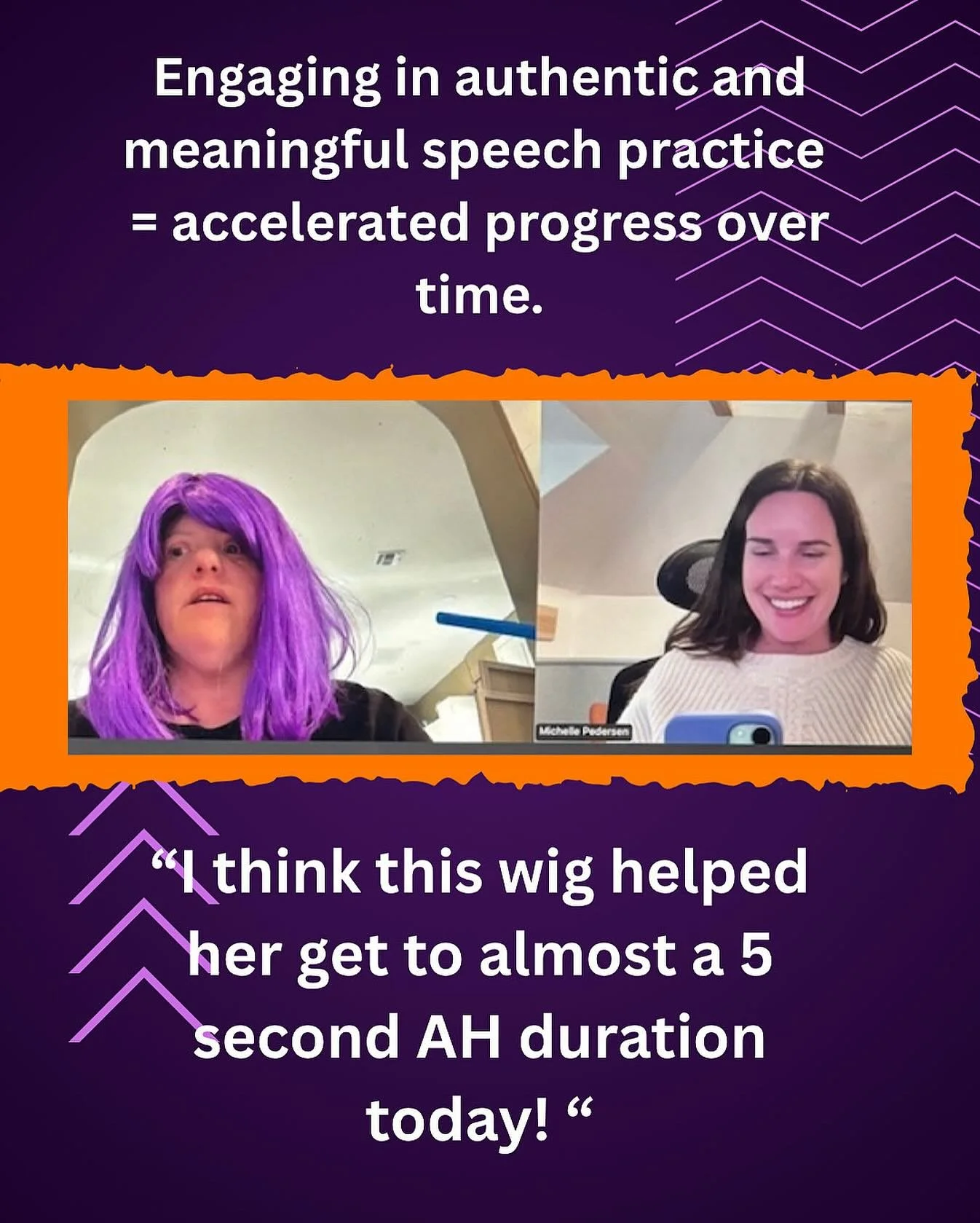 Preparing for LSVT LOUD is way more interesting and fun when you can tap into your inner rocker for inspiration, complete with a purple wig and matching fingernails. #lsvtloud #downsyndrome #connectedspeech #grayspeaktherapy #downsyndromespeech #purs