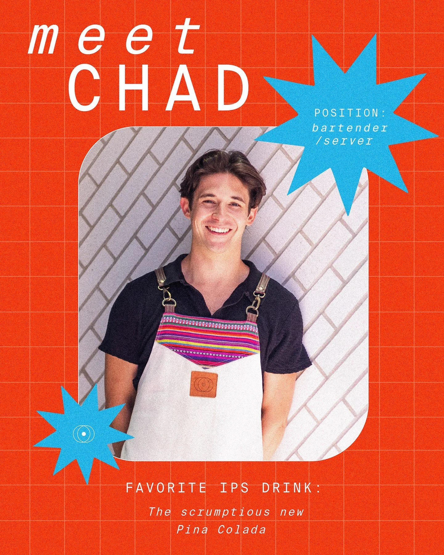 Come say hey to Chad 👋⁠
Our newest bartender and an instant favorite around here. He's serving up big smiles, great energy, and a mean Pi&ntilde;a Colada. What's not to love?