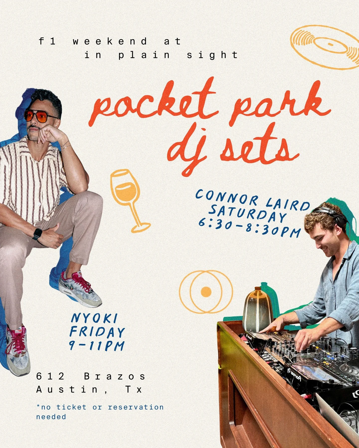F1 Weekend at In Plain Sight 🏁⁠
Join us for two Pocket Park DJ Sets, no ticket or reservation needed.⁠
⁠
🎧 Friday | Nyoki @nyokimusic⁠ | 9&ndash;11PM⁠
🎧 Saturday | Connor Laird @connorlaird30 | 6:30&ndash;8:30PM⁠
⁠
Drinks, music, and good company.