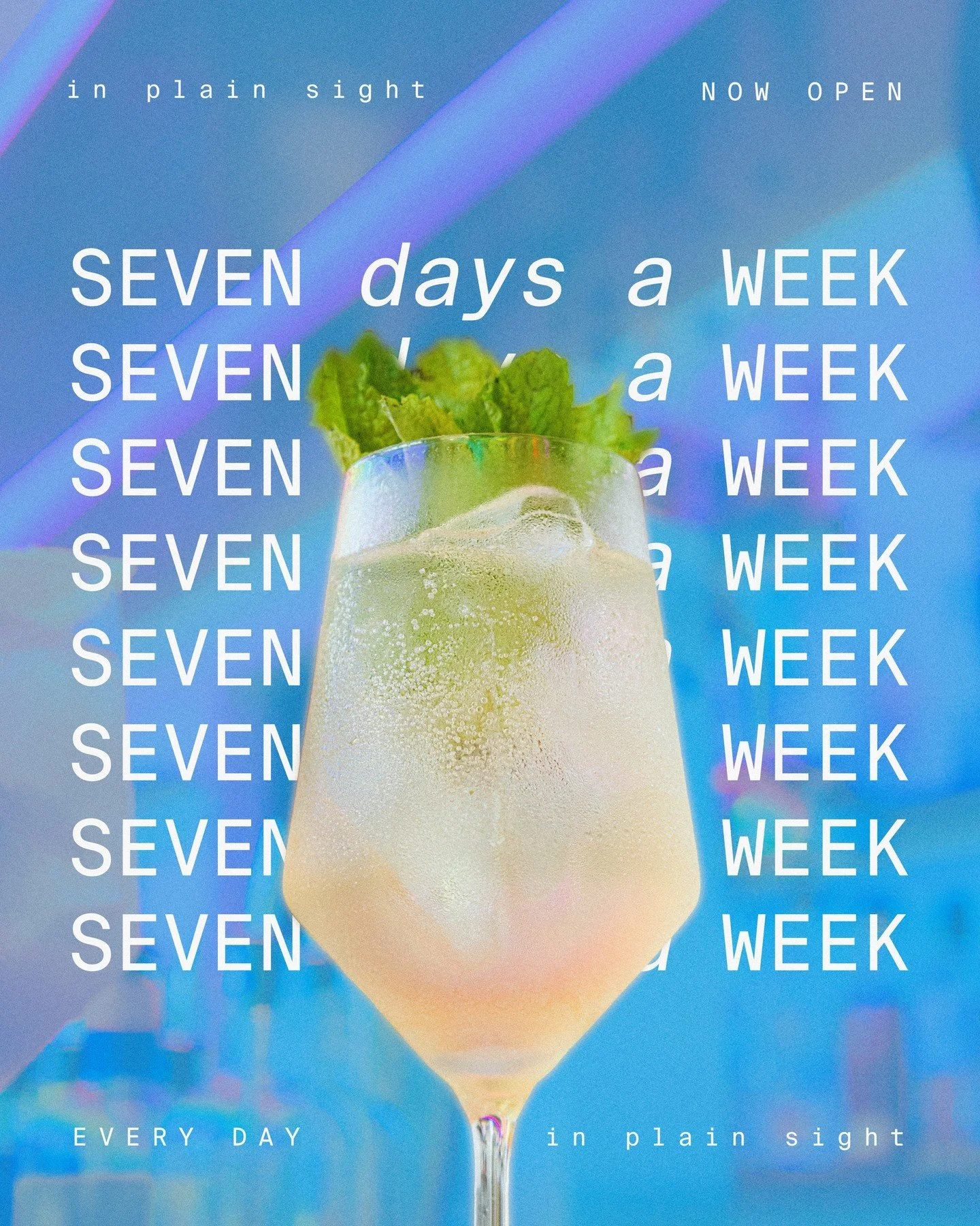 The lights are on, the bar is stocked, and the doors are open...every night.⁠
Starting today, join us SEVEN DAYS A WEEK at In Plain Sight.⁠
⁠
Sun&ndash;Wed :: 5PM&ndash;12AM⁠
Thu&ndash;Sat :: 5PM&ndash;1AM⁠
⁠
🌈