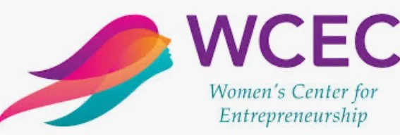 Logo of WCEC Women's Center for Entrepreneurship with colorful abstract leaf design