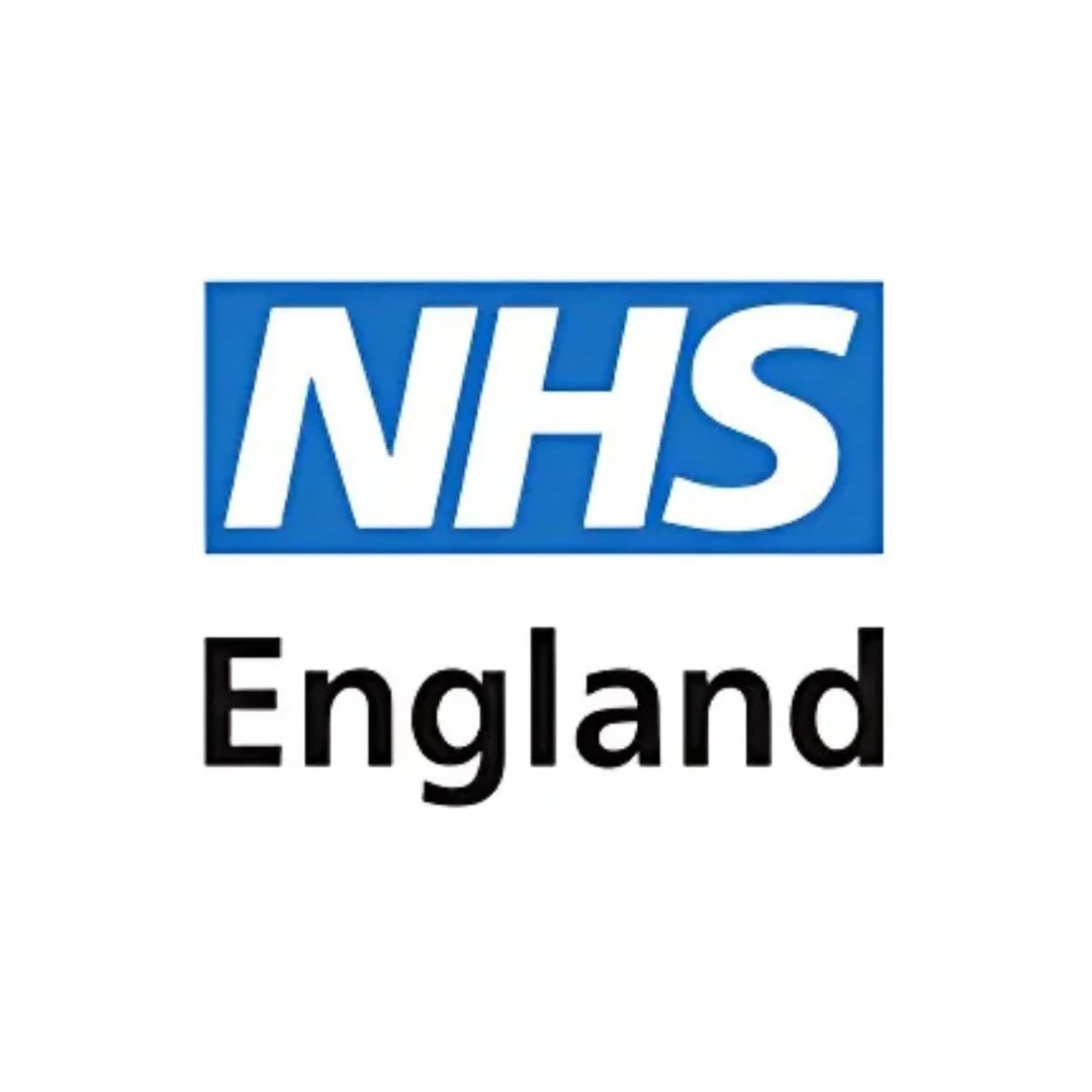 NHS England logo with blue and white lettering.