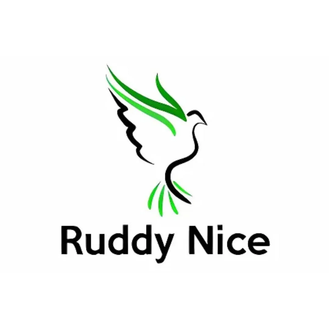 Logo of a stylized bird with green and black lines and the words 'Ruddy Nice' underneath.