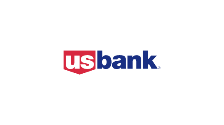 US Bank logo with the words 'US' in white on a red shield and 'bank' in blue.