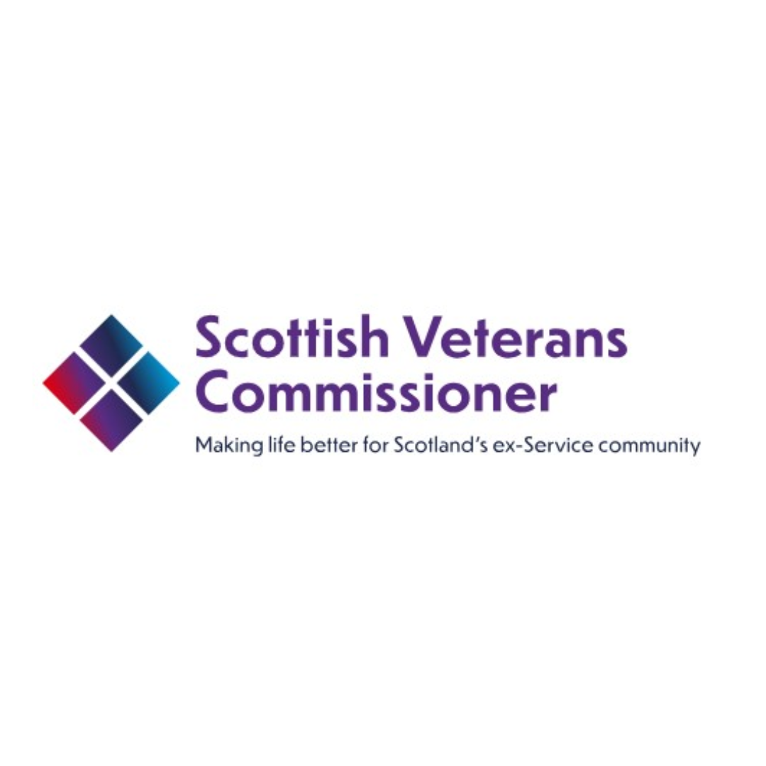 Scottish Veterans Commissioner logo with text and tagline
