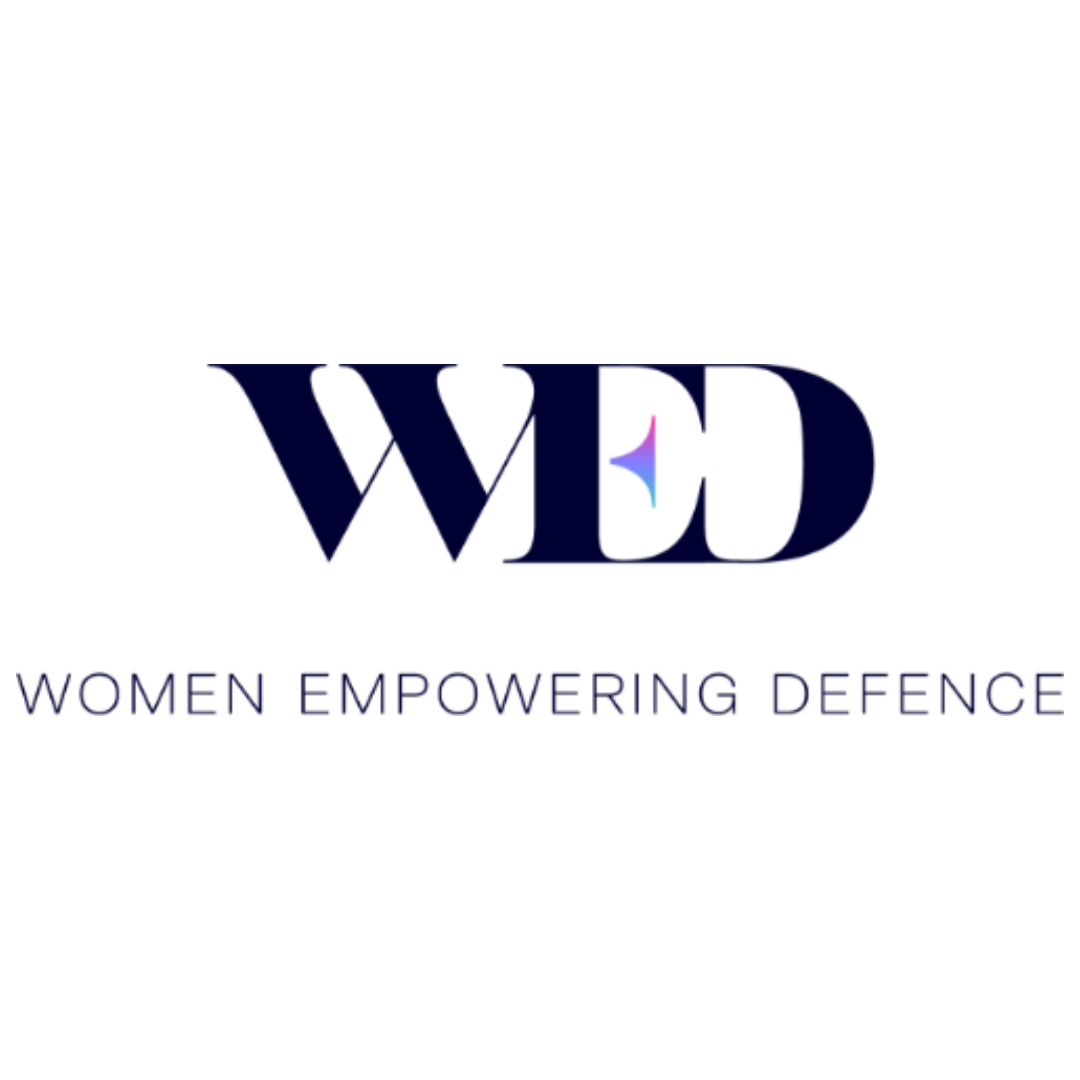 Logo of Women Empowering Defence (WED) with the acronym WED in large letters and the full name below.