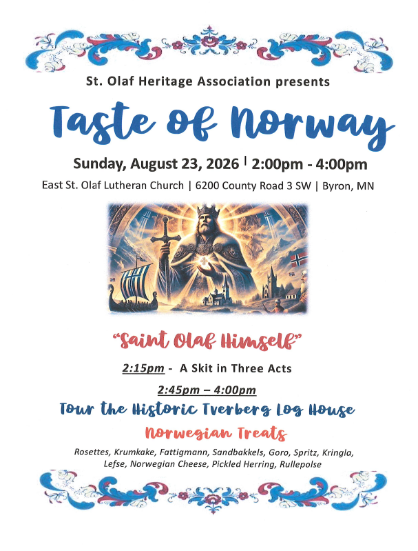 This event takes place at East St. Olaf Church in Byron, NOT at Our Saviors
