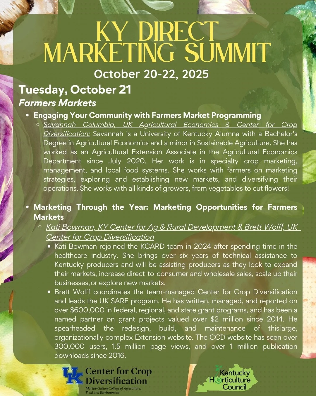 Check out night 2️⃣ of the 2025 KY Direct Marketing Summit! Which session are you most excited for? 🫜

Grab your ticket at the link in our bio! Sessions will be recorded, but only available if you register!