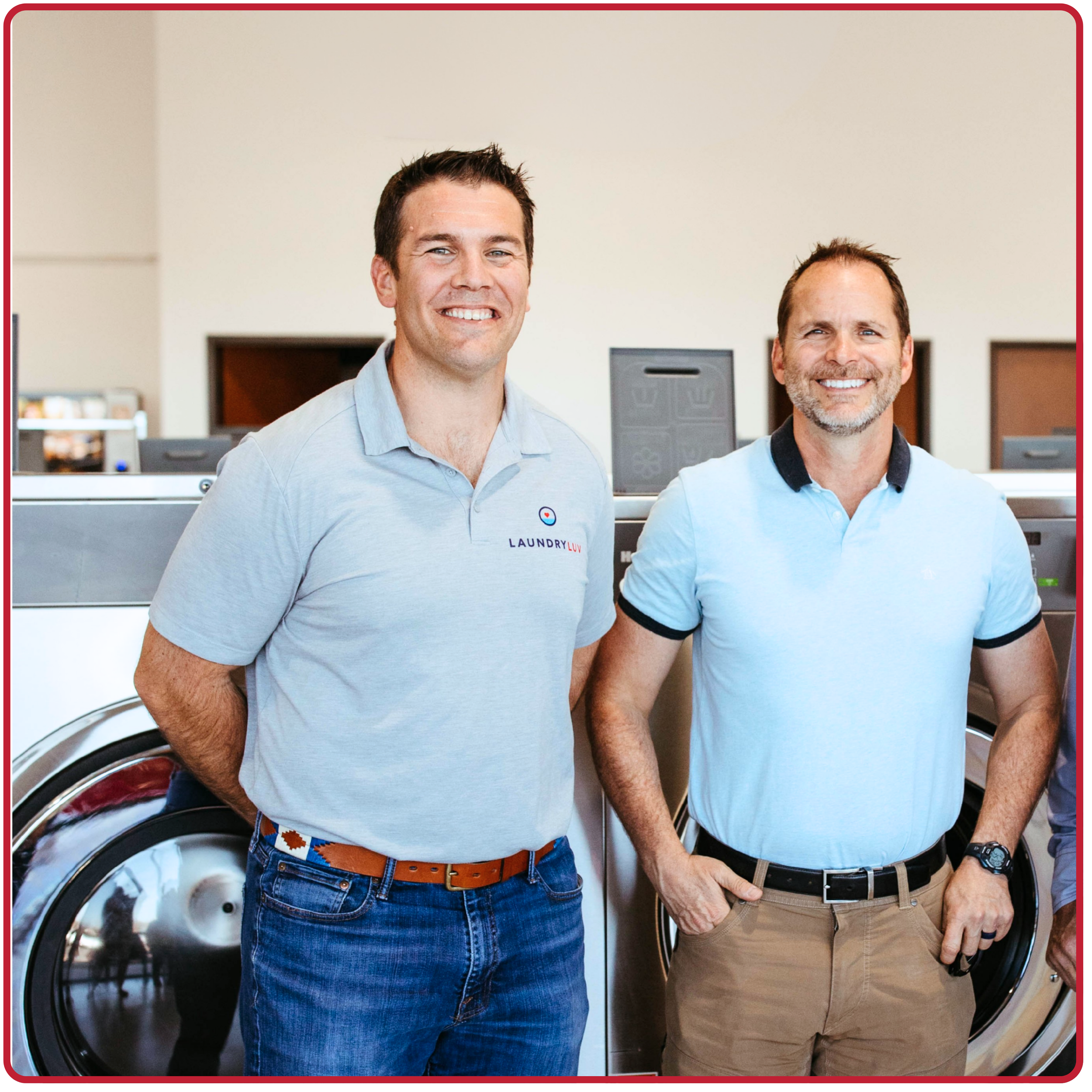 Laundry Luv founders Schuyler Williamson and Ken Wimberly inside a Laundry Luv laundromat built for entrepreneurs and franchise owners.