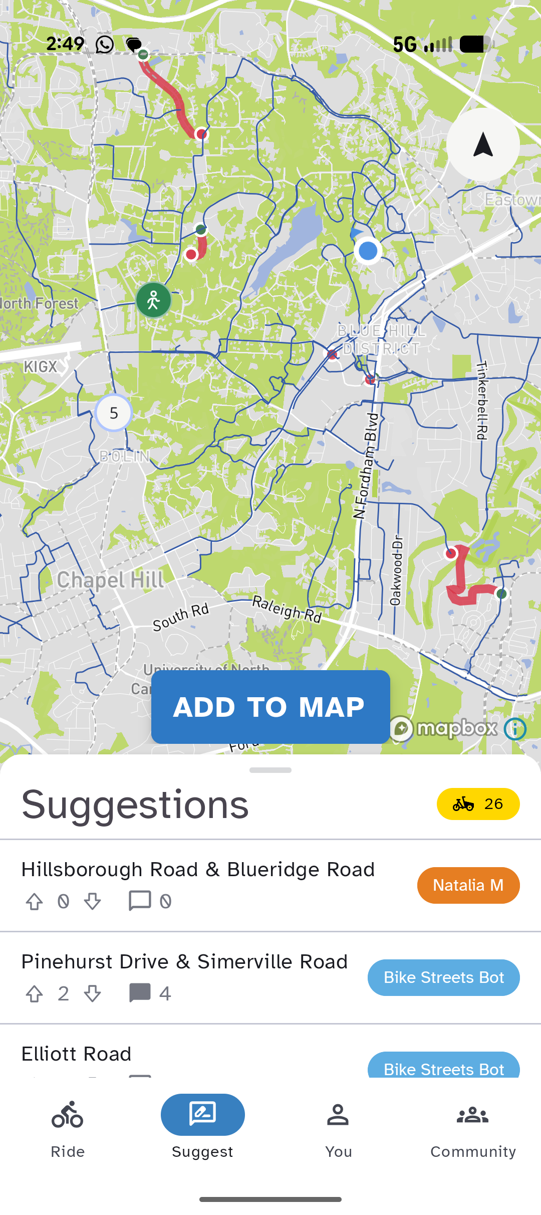 Low stress bike map image