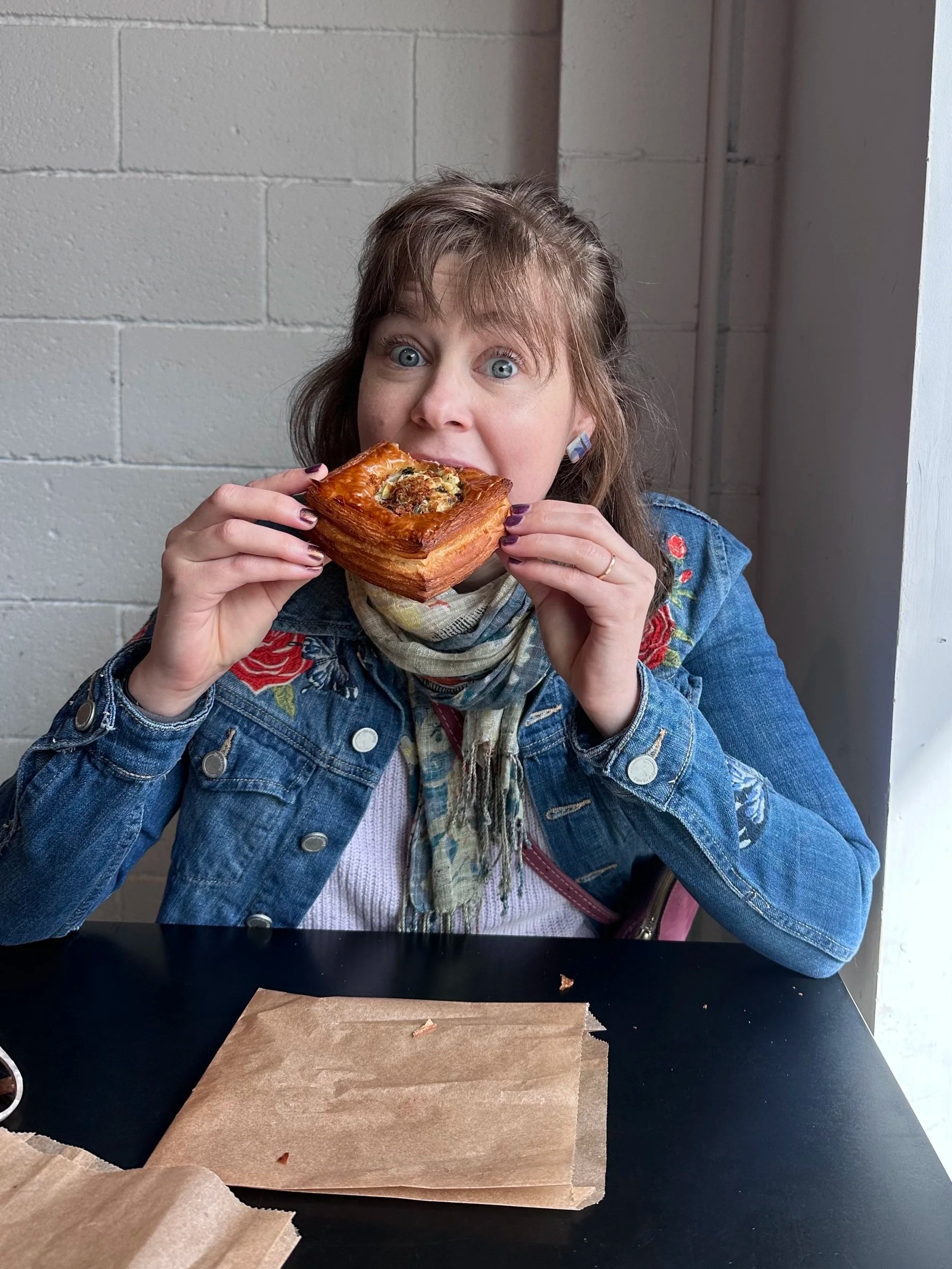 kelly six dietitian eating pastry