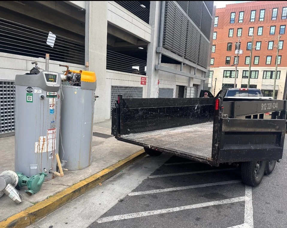 Today&rsquo;s haul: commercial water heaters.

An out-of-town company needed them picked up and disposed of &mdash; so we handled it and recycled them at the scrap yard.

We haul just about anything.

What&rsquo;s the weirdest thing you&rsquo;ve ever
