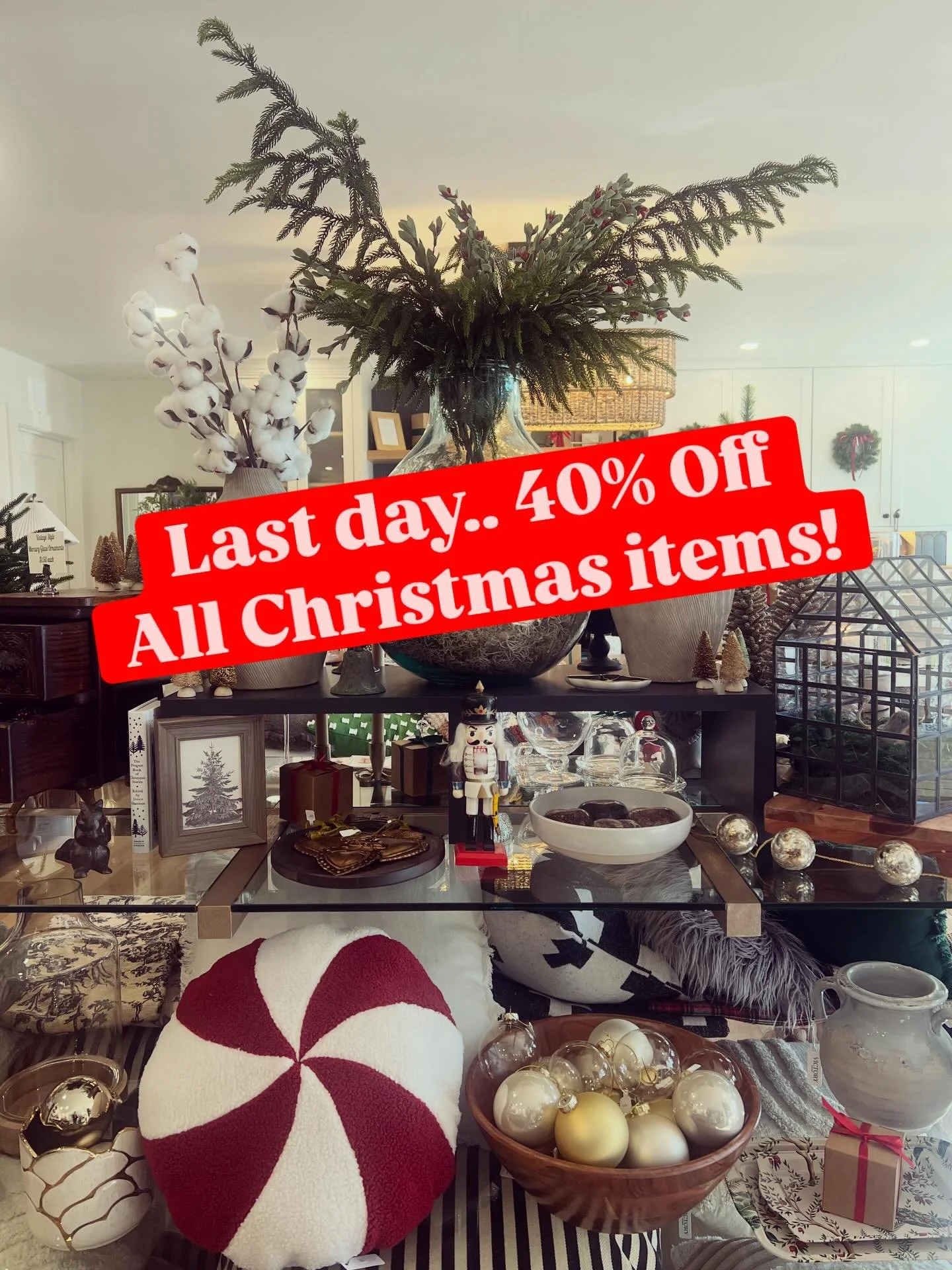 Merry Christmas Eve-Eve! Today is the last day of our 40% Off ALL Christmas Items Sale and the last day we are open until after Christmas. We&rsquo;re open 10-5 today. And don&rsquo;t forget..we offer Free gift wrapping! 🎁
.
.
#boiseidaho #homedecor