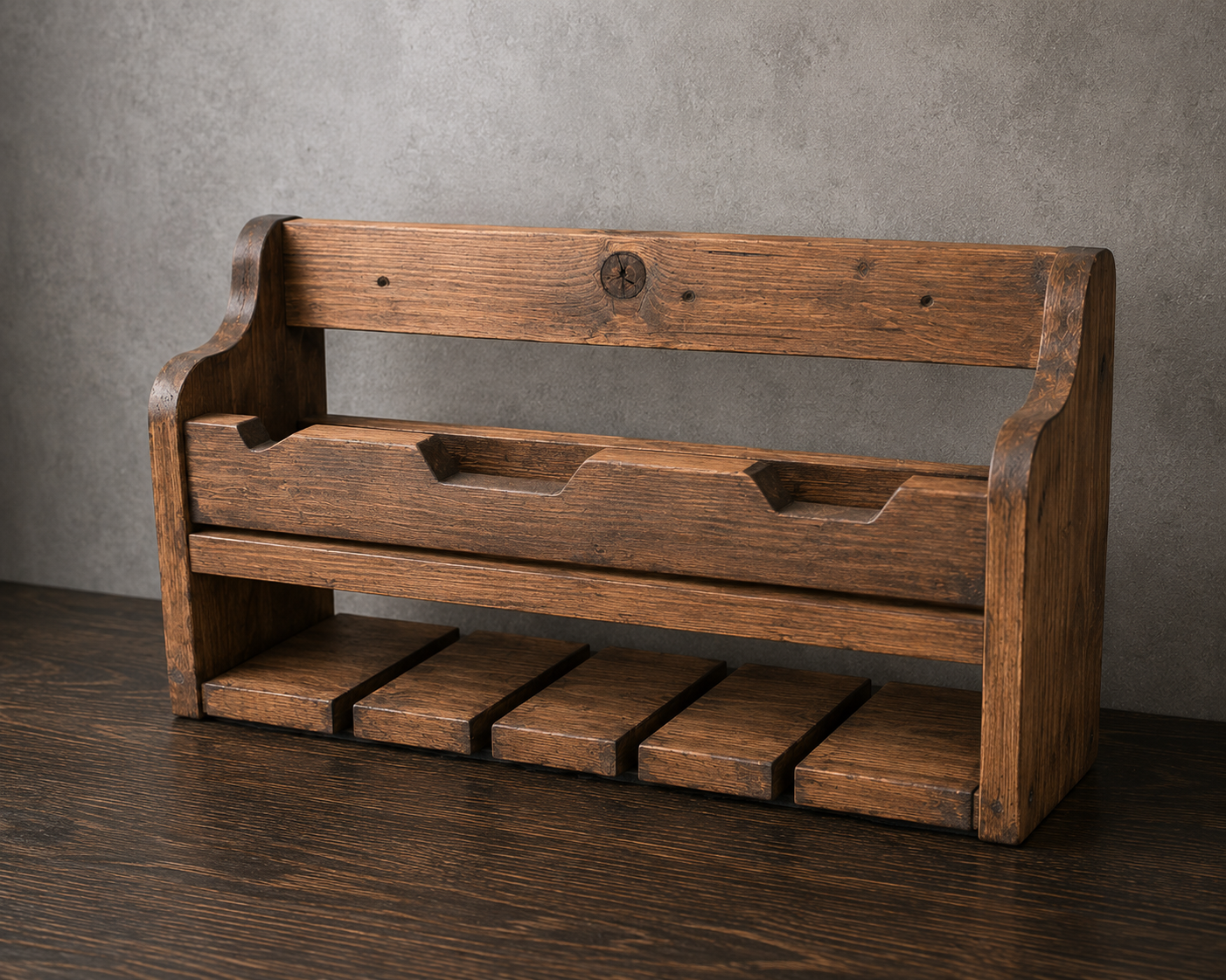 Rear View Rustic Wall Mounted Gin & Glass Rack