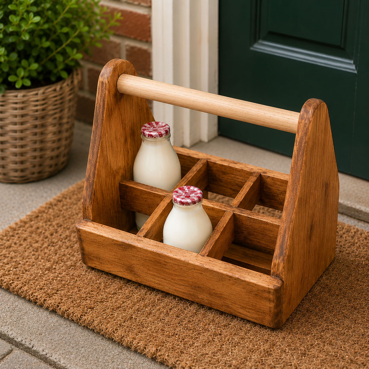 Handmade Rustic Wooden Milk Caddy