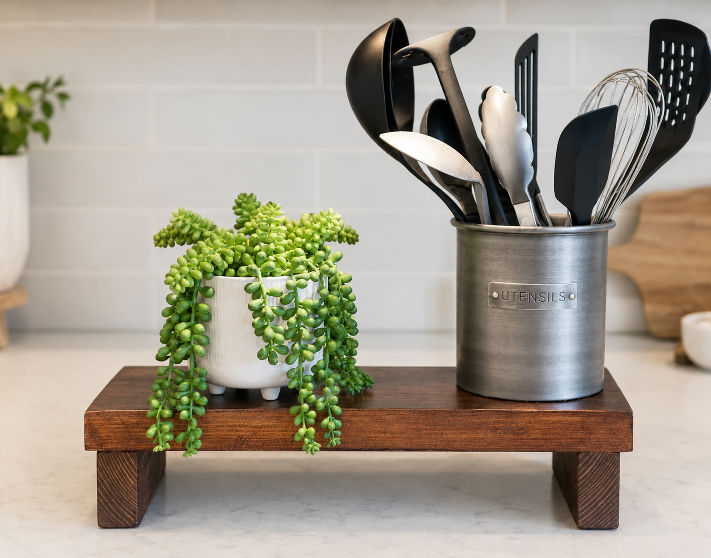 Rustic Handmade Countertop Shelf | Wooden Kitchen Storage Shelf