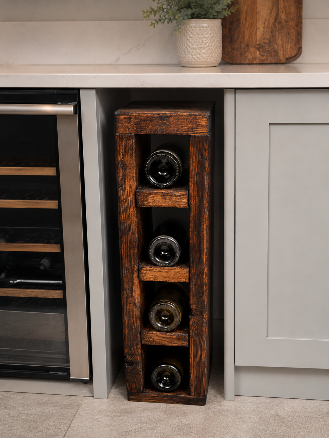 hANDMADE RUSTIC UNDERCOUNTER WINE RACK