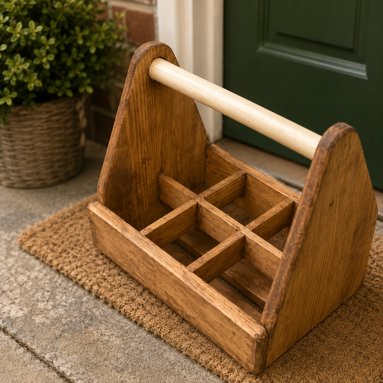 Handmade Rustic Wooden Milk Caddy