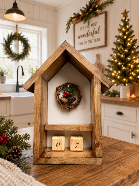 Handmade wooden Christmas countdown calendar