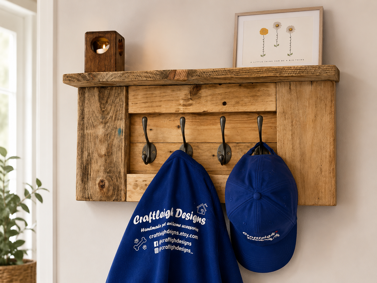 Rustic wooden shelf showing handcrafted timber detail