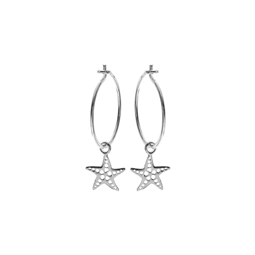 Starfish charm hoops