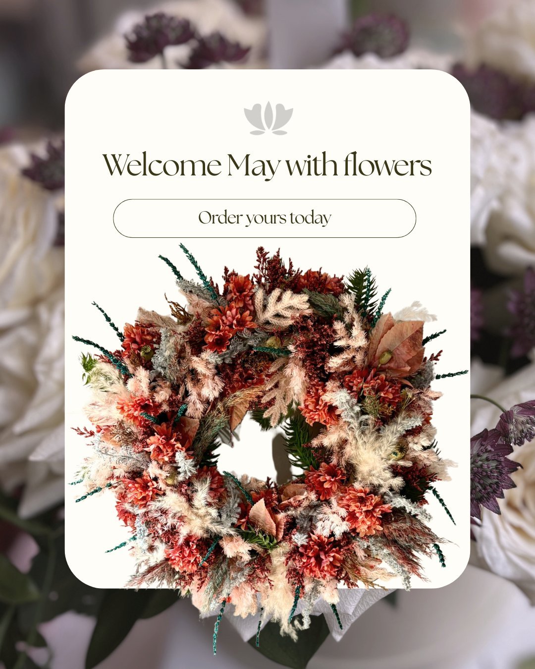 May starts at your door 🌿
Celebrate May Day with fresh floral wreaths designed to bring a new season into your space.

Available now at Poppy Flower Boutique
&amp; on Wolt.

#PoppyFlowerBoutique #Flowers #LimassolFlorist #springflowers