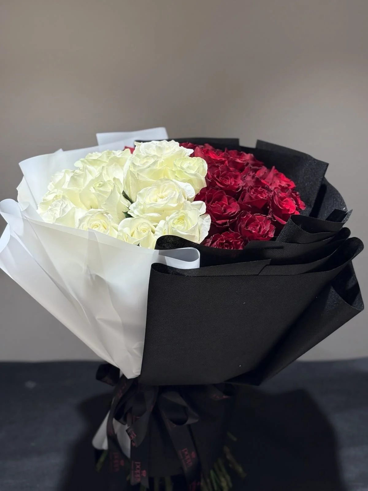 Black and White Love Letter Roses Bouquet