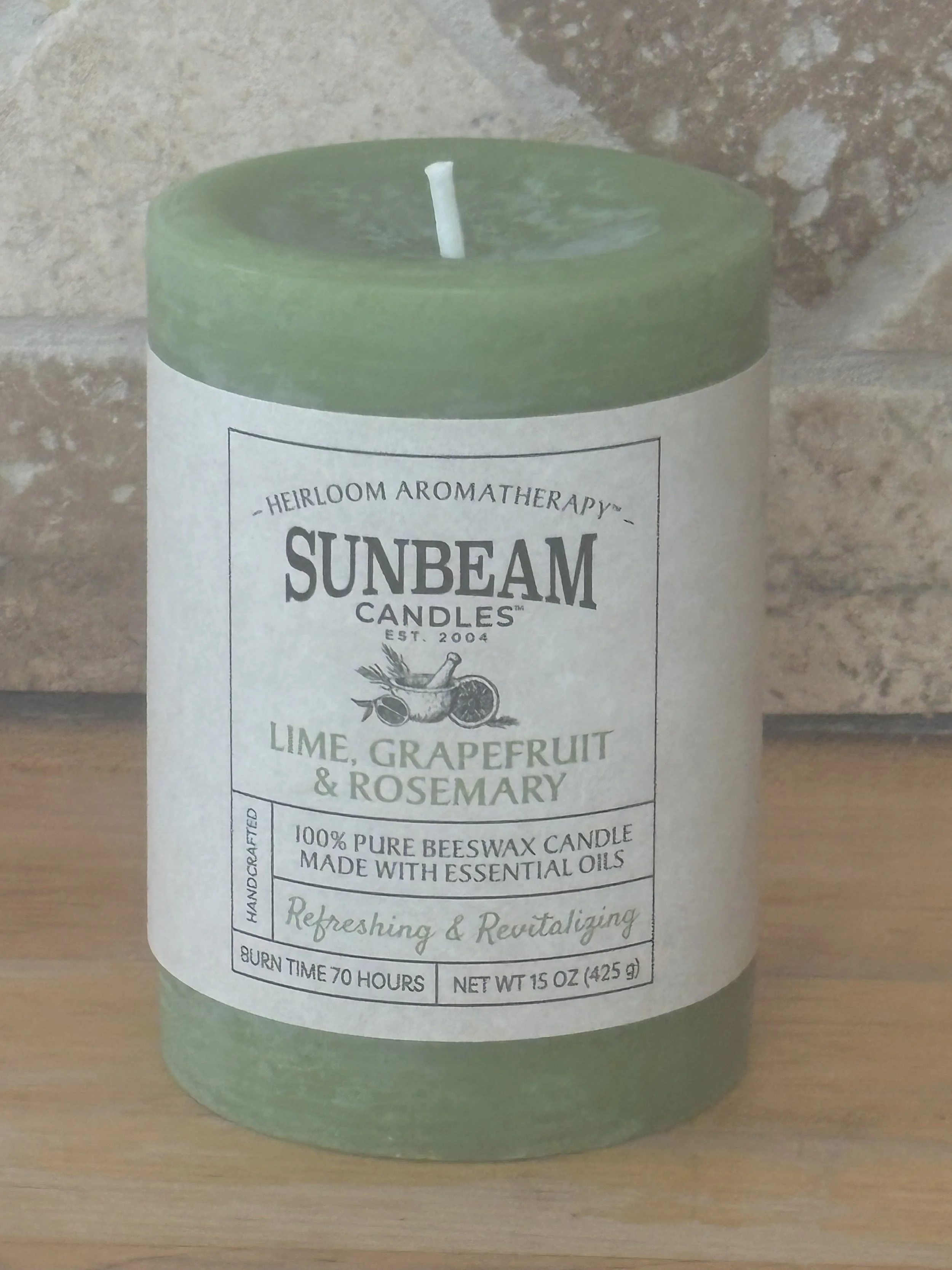 Lime, Grapefruit, & Rosemary Pillar 3" x 4.25