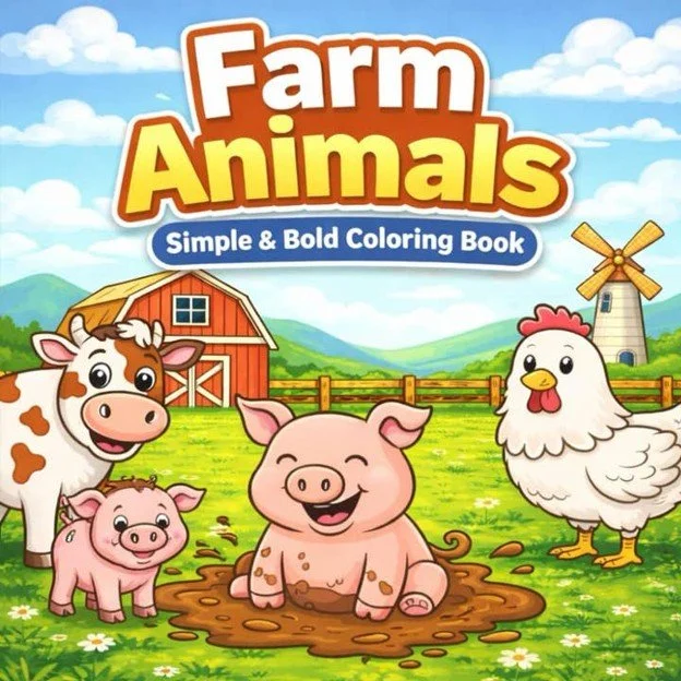 Farm Animals: Simple & Bold Coloring Book