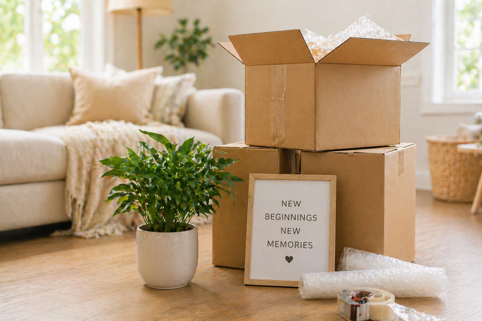 New home setup services including moving coordination and support, move-in coordination, home organization, and household management support.