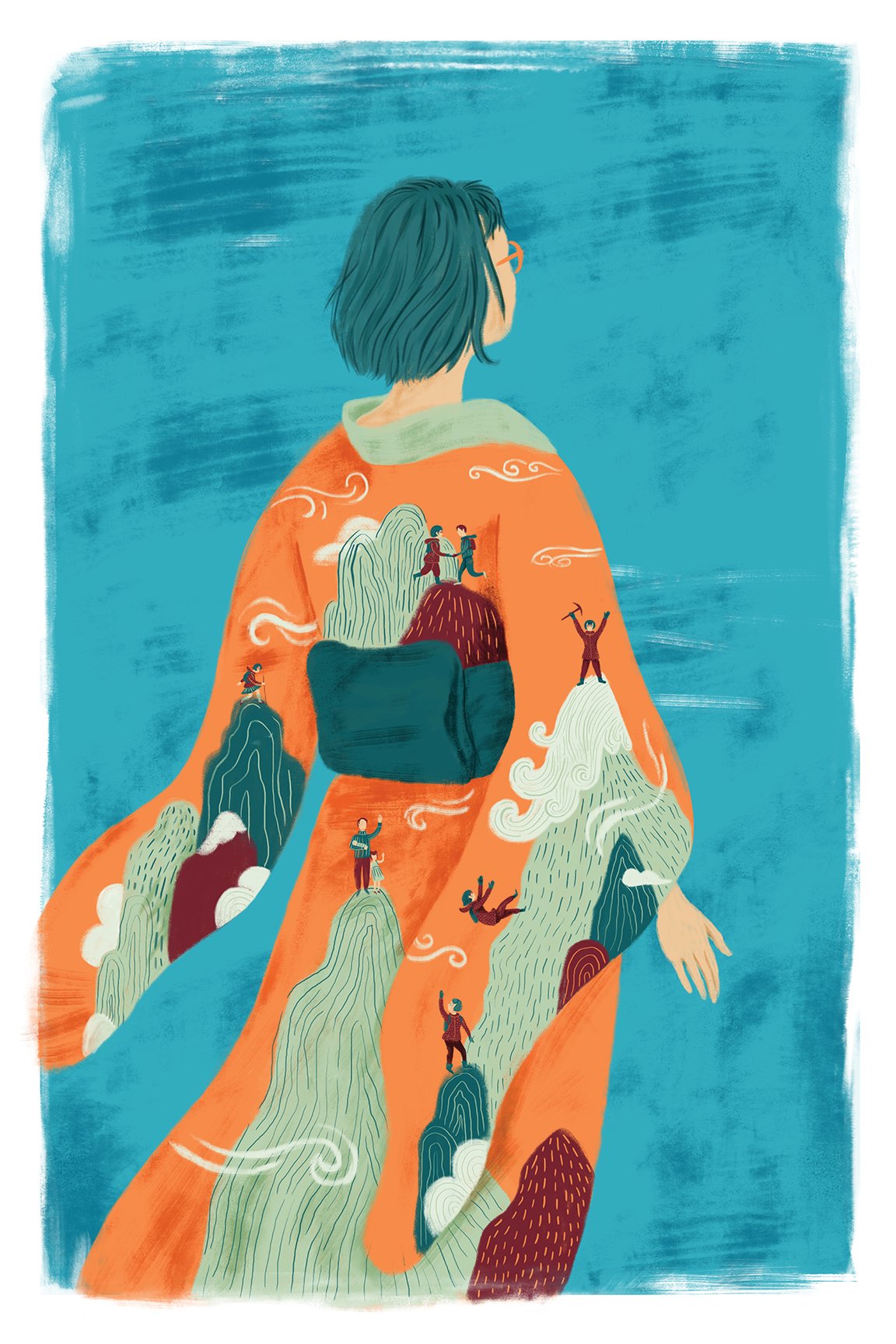 Portrait de Junko Tabei - Alpiniste et auteure japonaise.
Illustration numérique. Projet personnel.