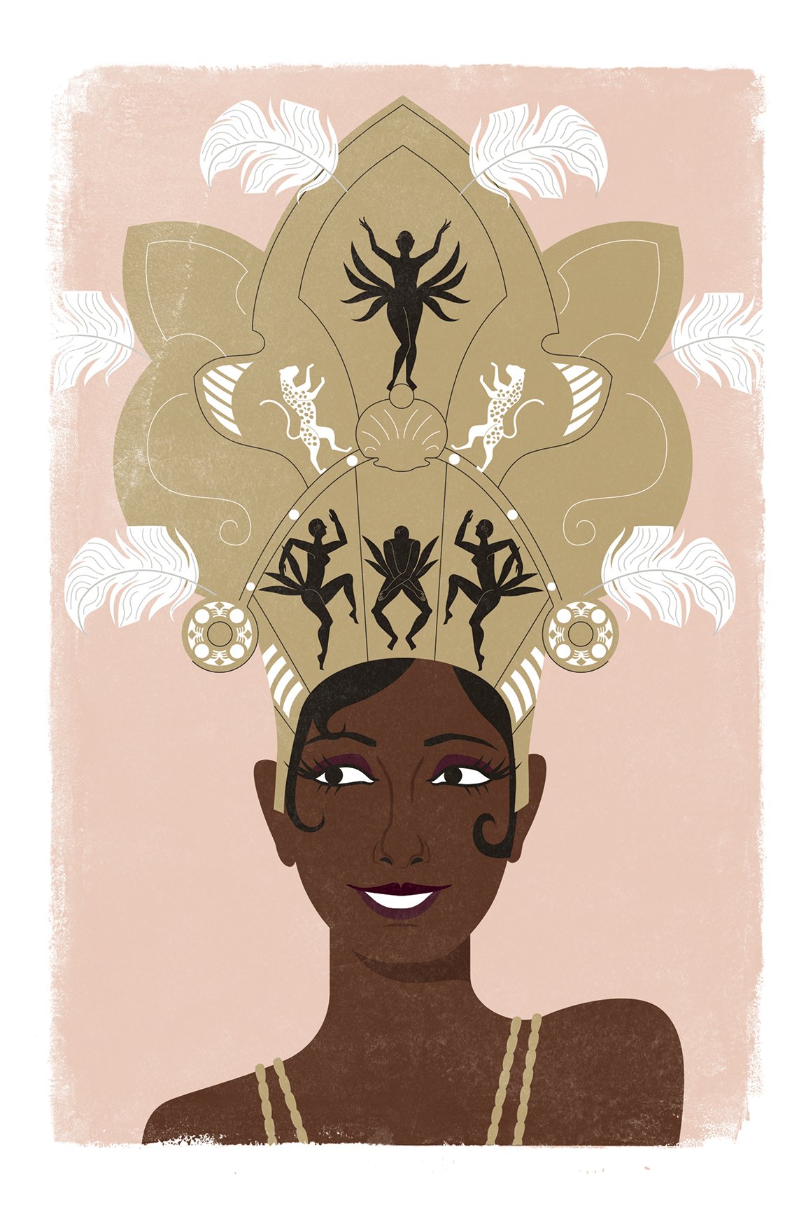 Portrait de Joséphine Baker - Chanteuse, danseuse et actrice d’origine américaine.
Illustration numérique. Projet personnel.