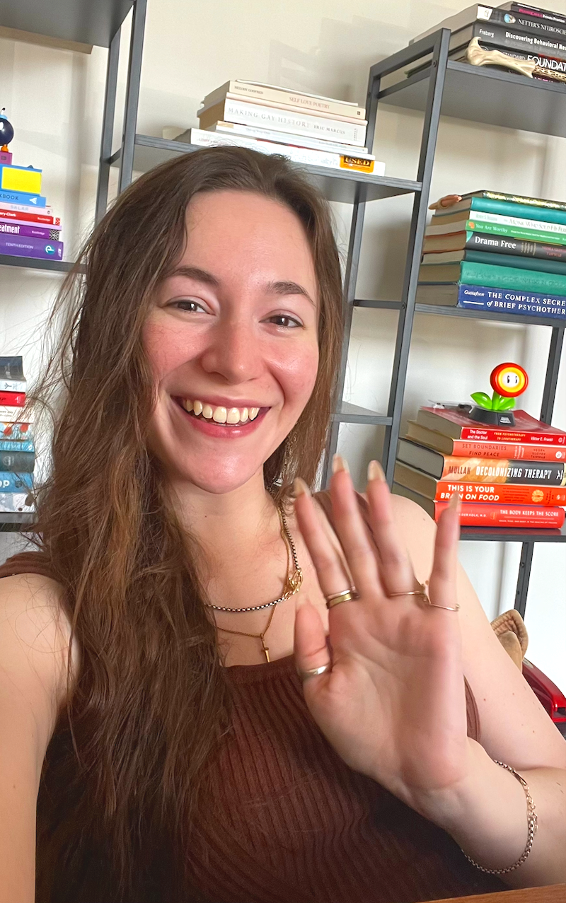 Sophie Conklin waving hello.